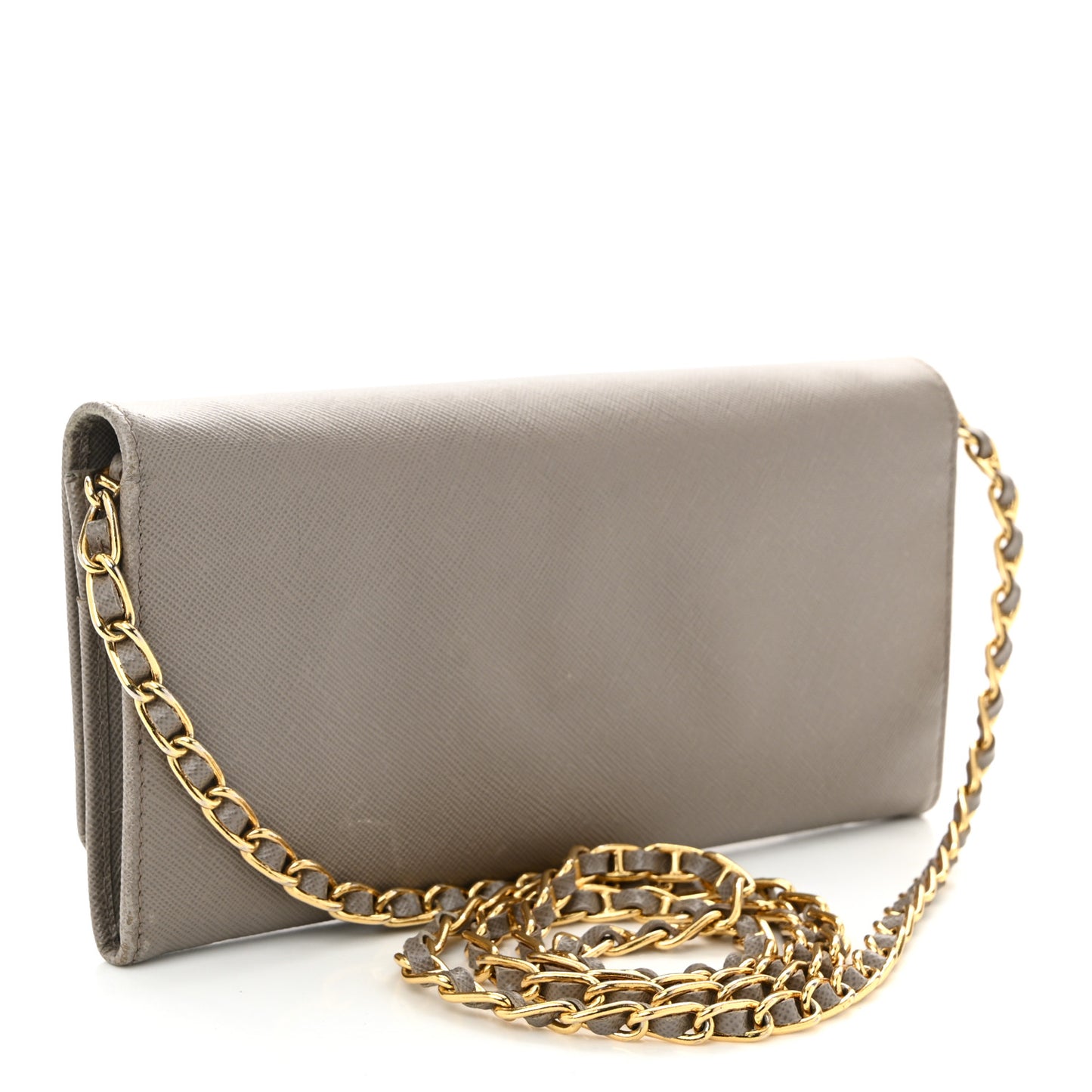Saffiano Metal Oro Chain Wallet Argilla