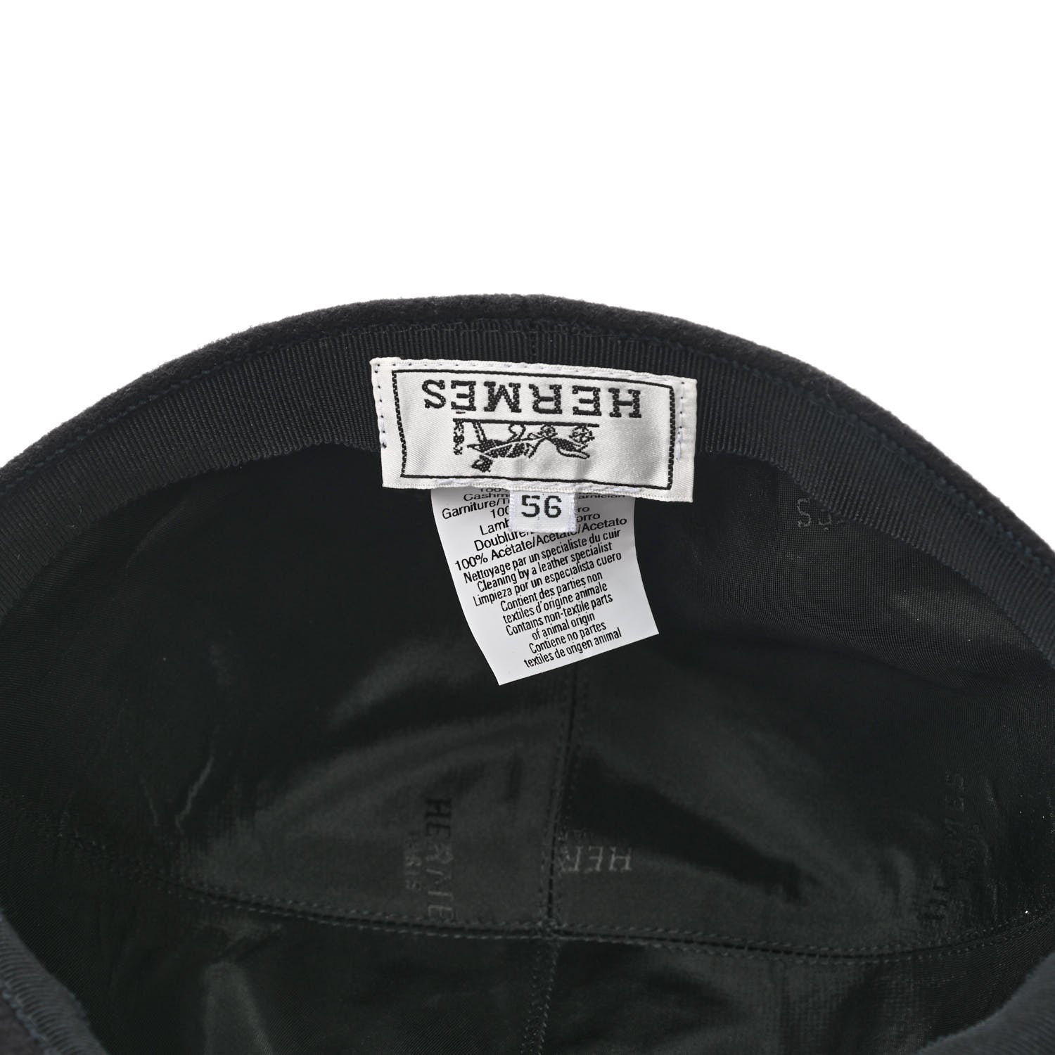 Hermes Cashmere Lambskin Cap 56 Black 7 of 9