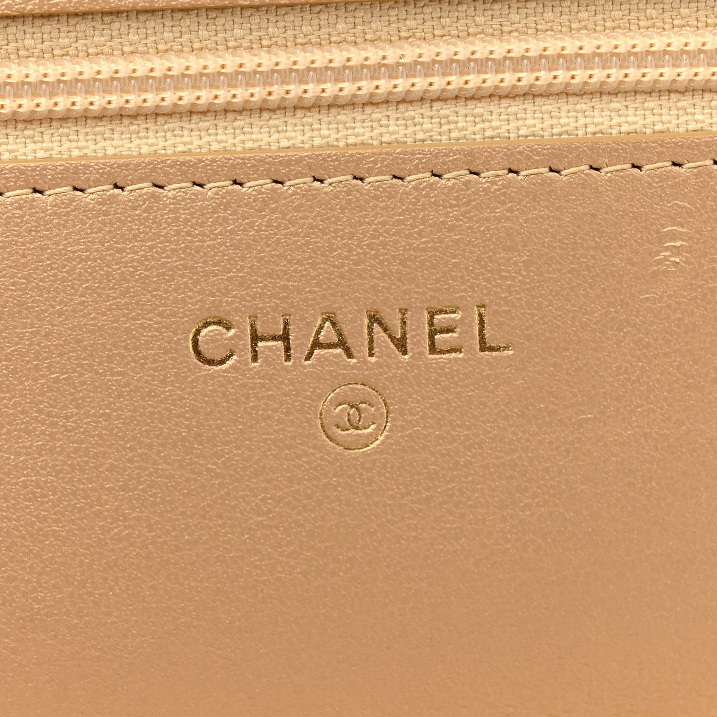 Metallic Lambskin Quilted Enamel Wallet On Chain WOC Gold