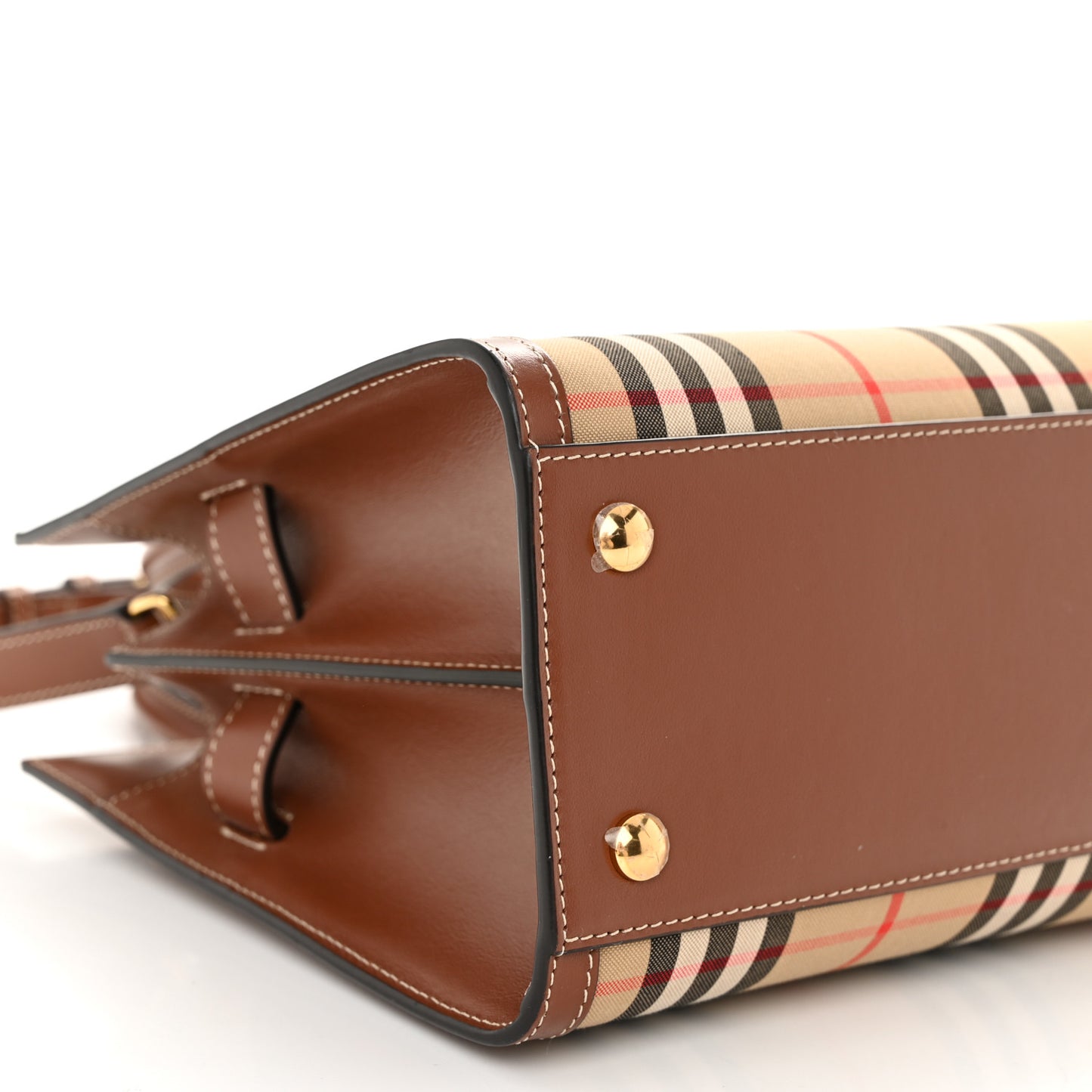 Calfskin Vintage Check Mini Two Handle Title Bag Archive Beige
