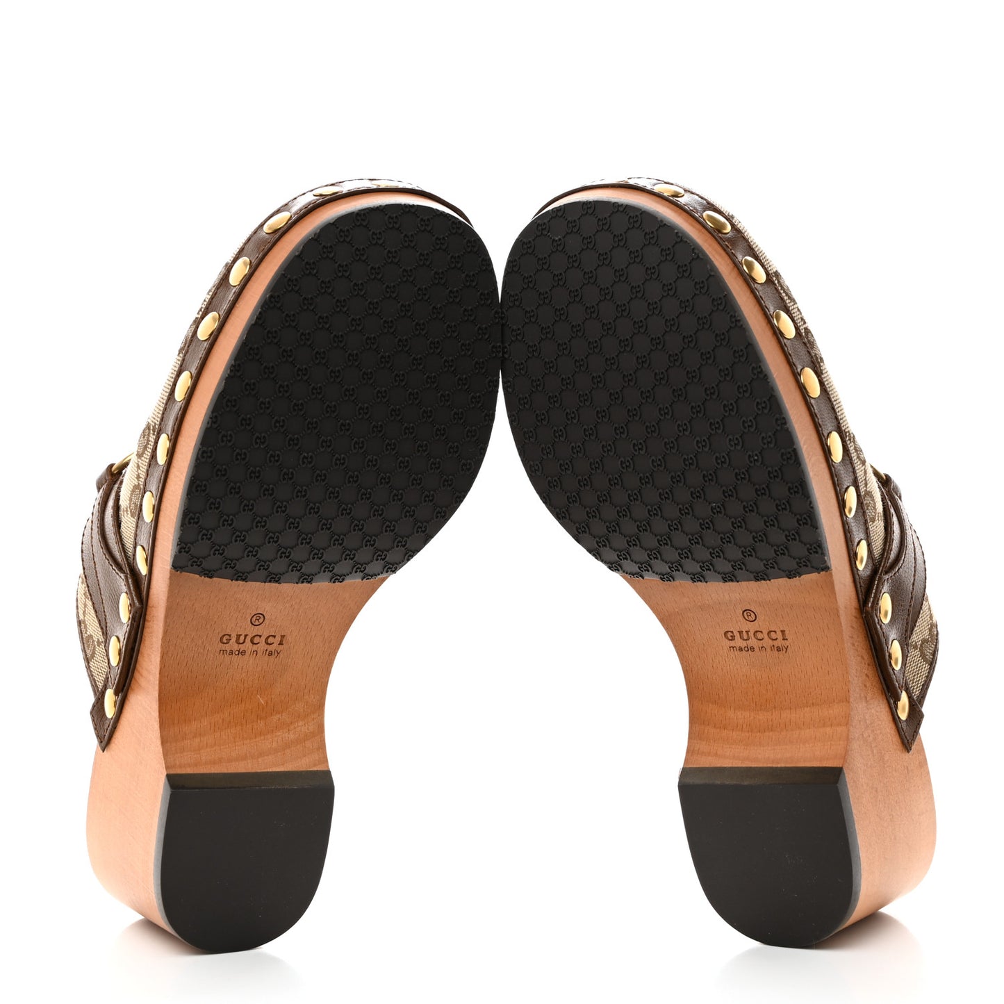 Monogram Goatskin Horsebit Clog Mules 36.5 Beige Ebony Brown Sugar