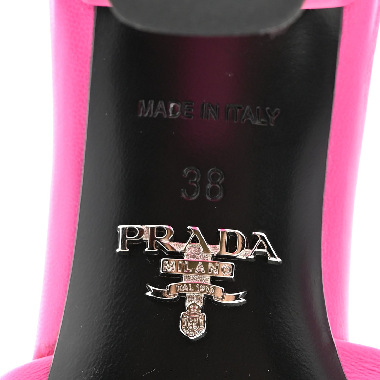 Nappa Soft Padded Metal Triangle Logo 65mm Slide Sandals 38 Begonia Fluo