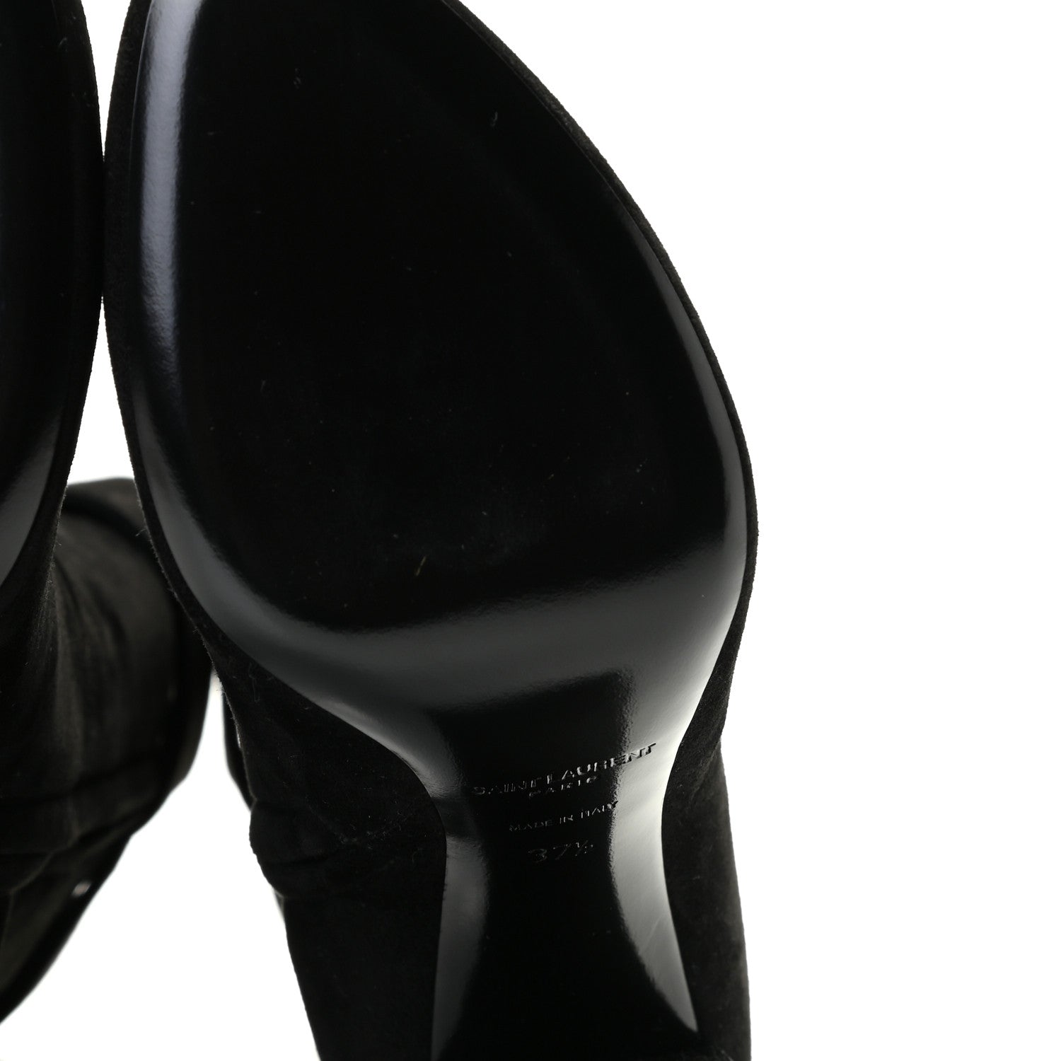 Saint Laurent Suede Joplin Buckle 105 Booties 37.5 Black 8 of 15