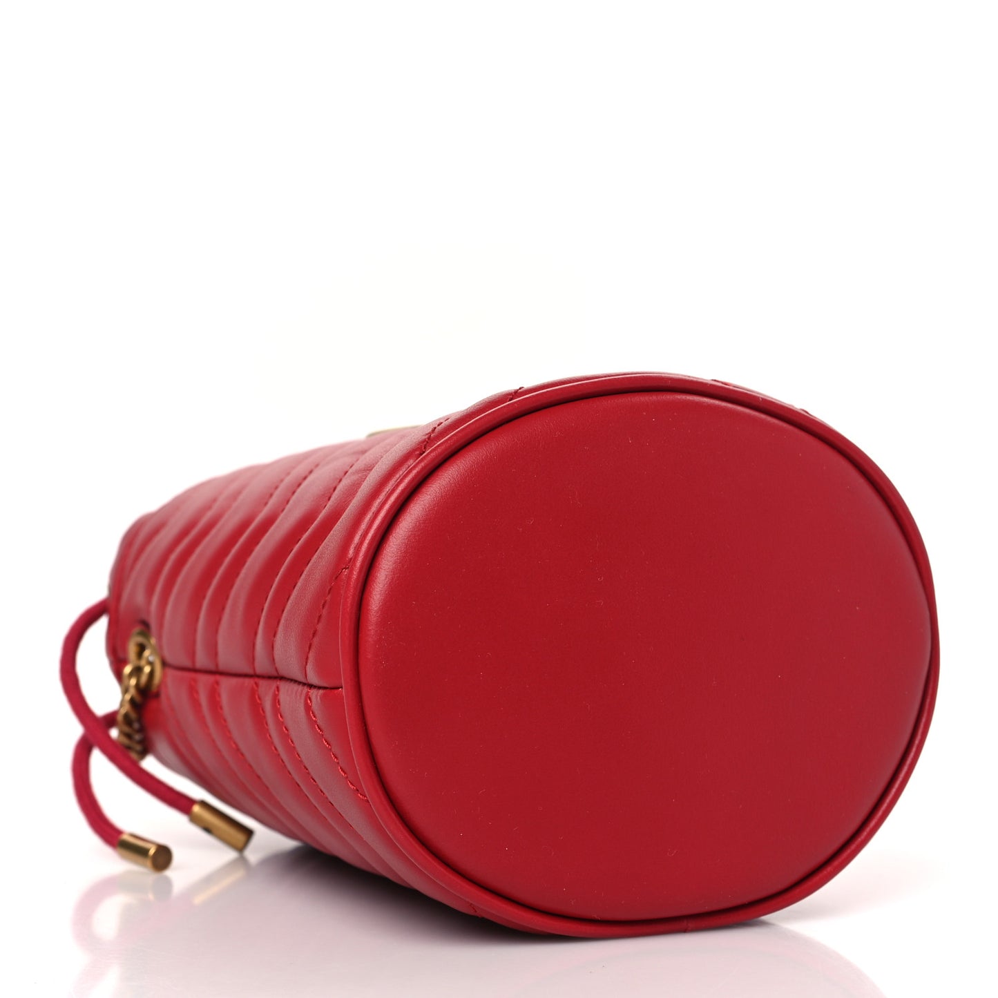 Calfskin Matelasse Mini GG Marmont 2.0 Bucket Bag Hibiscus Red