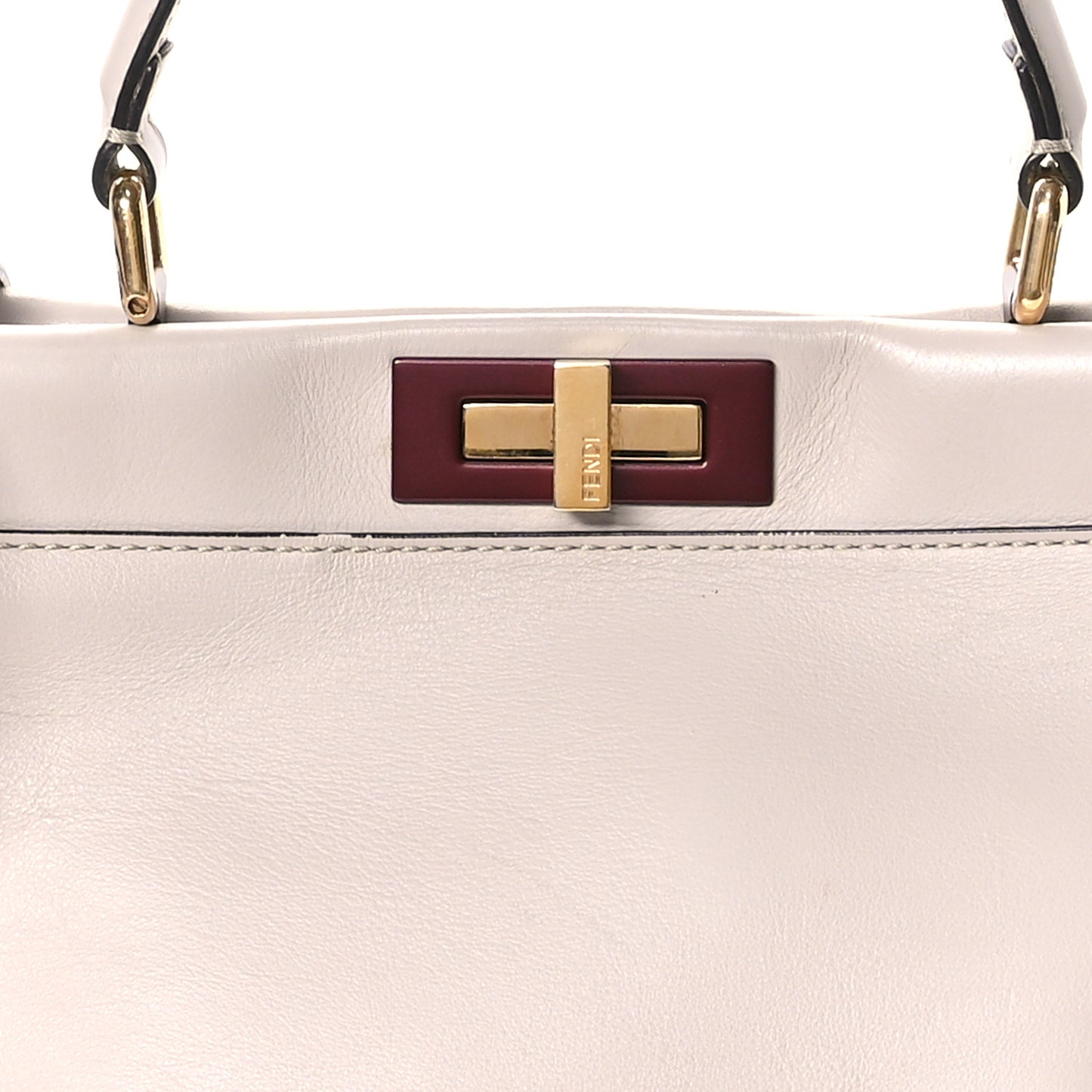 Vitello Seta Shiny Nappa Medium Peekaboo Iconic Satchel Grigio Polvere Magenta