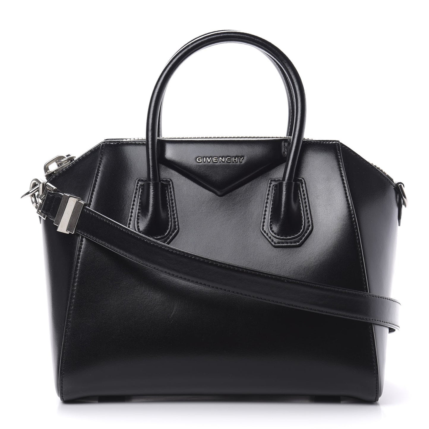 Shiny Lord Calfskin Small Antigona Black