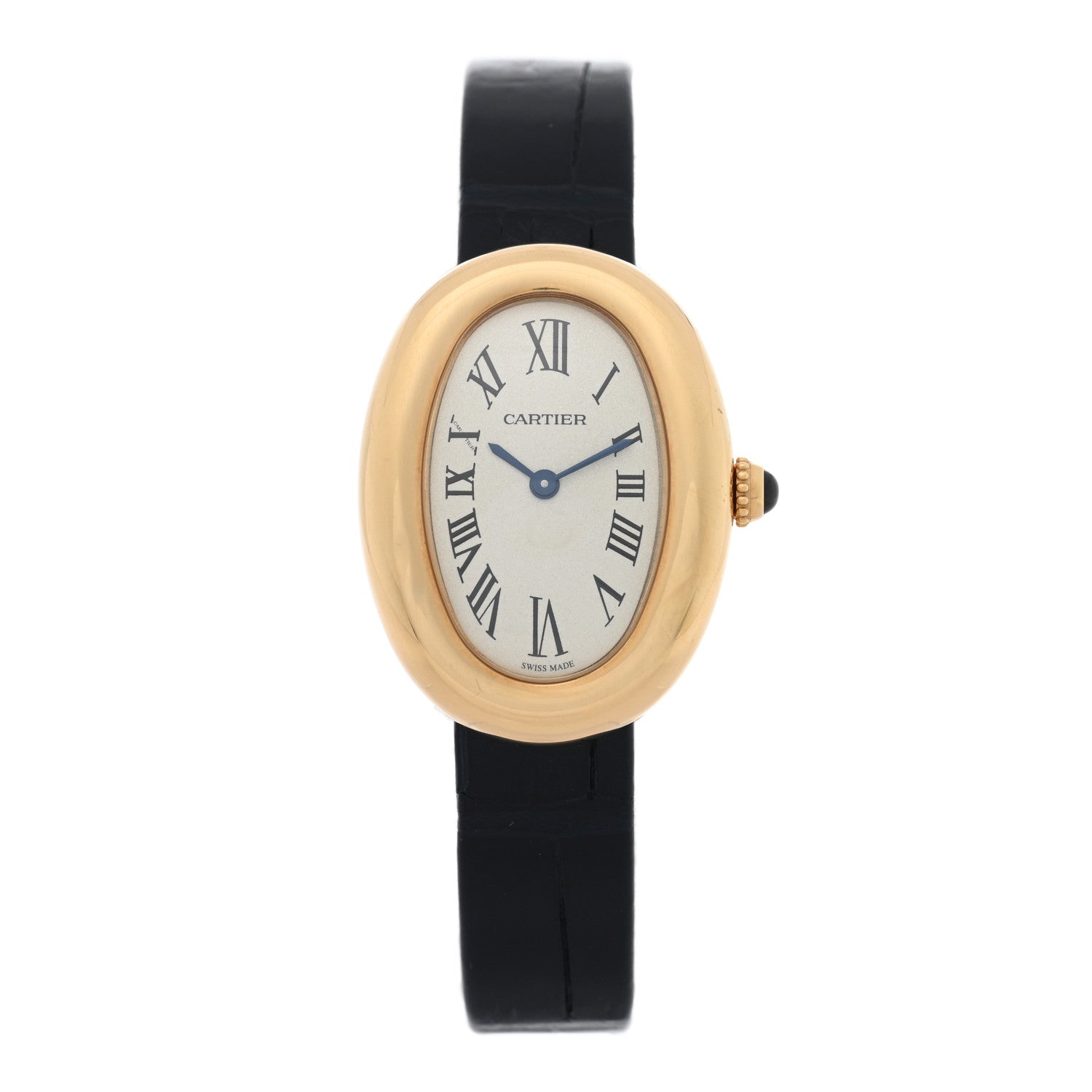 Cartier 18K Yellow Gold Alligator 23mm Baignoire Quartz Watch