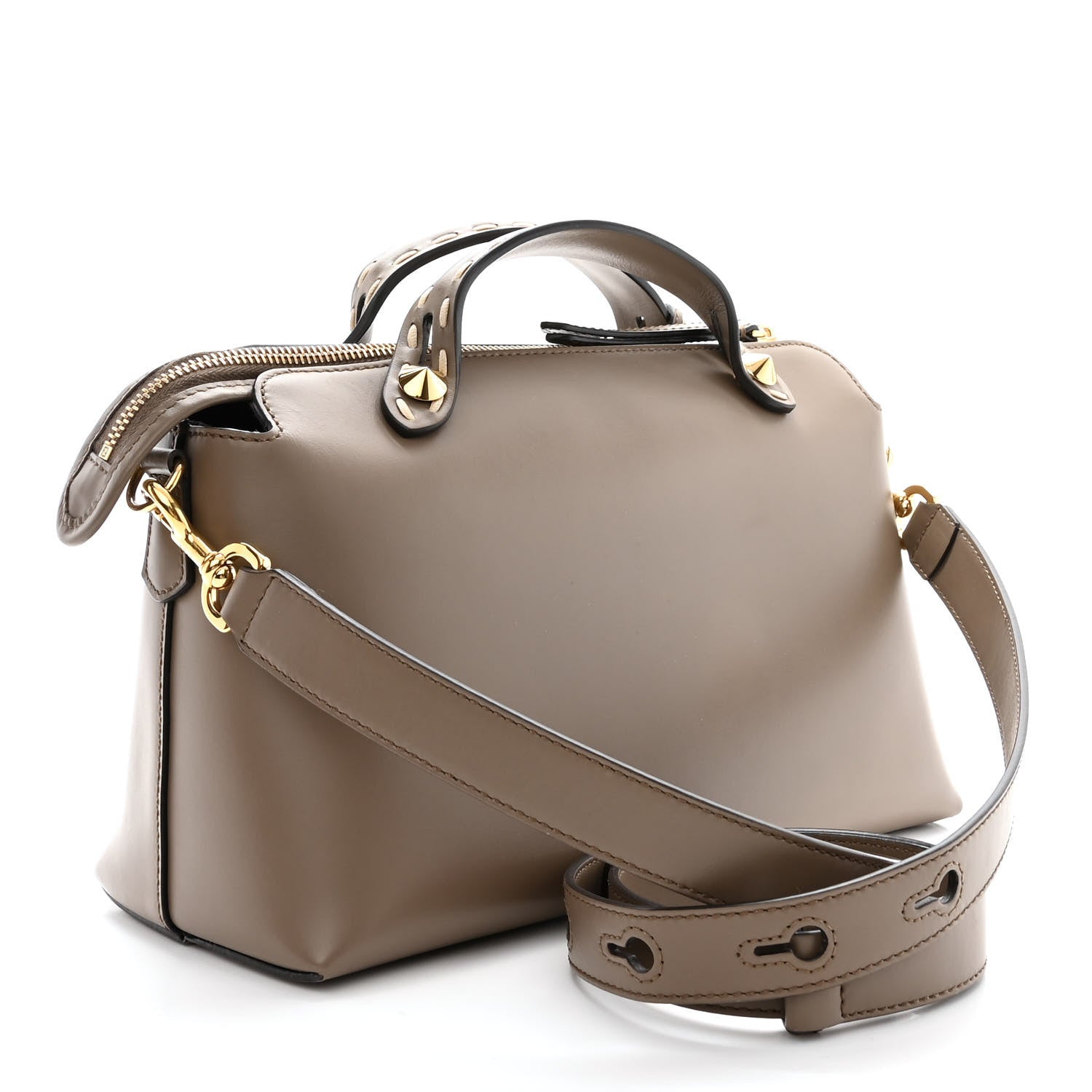 Fendi Vitello King Elaphe Python Print Logo Medium By The Way Boston Bag Tartufo Daisy Roccia 3 of 12