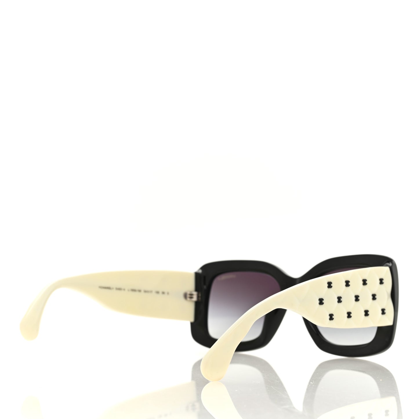 Acetate Quilted CC Rectangle Sunglasses 5483-A White Black
