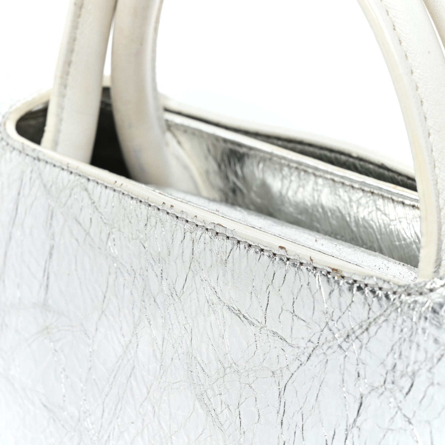 Metallic Calfskin Medium Diorever Flap Silver