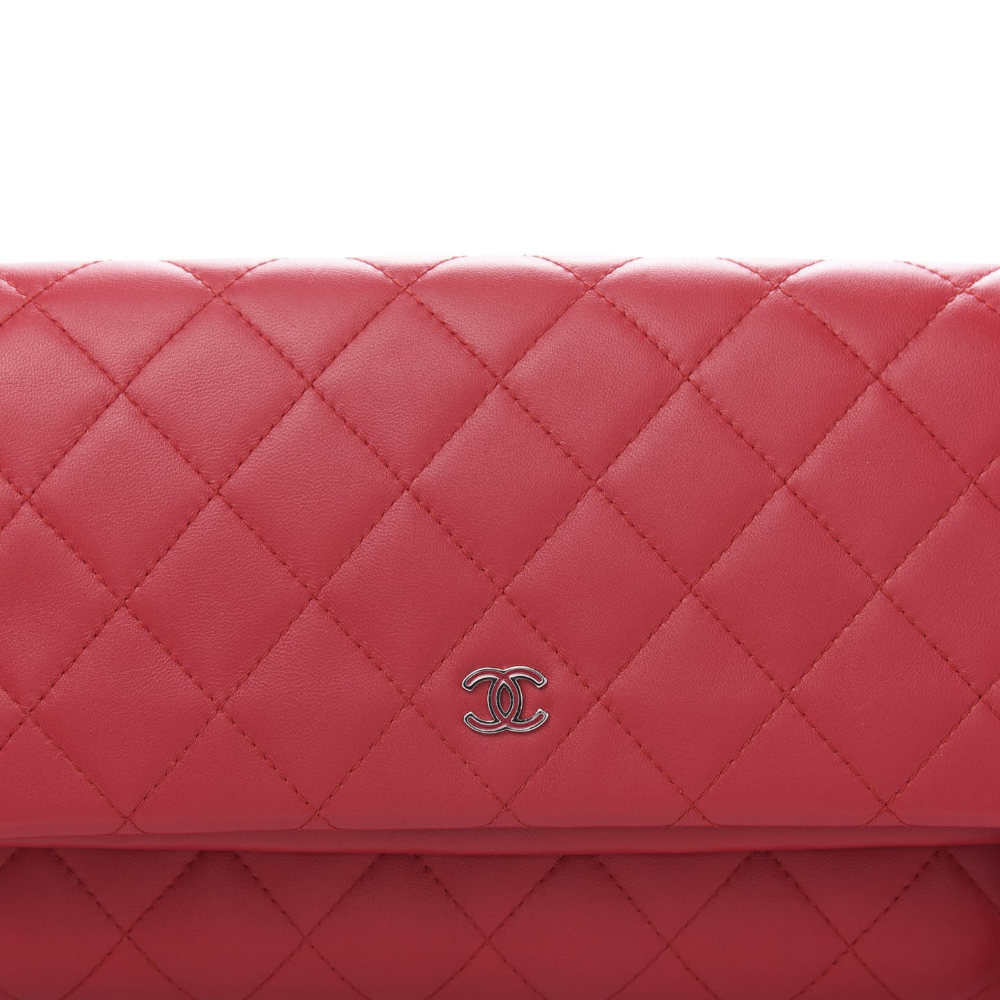 Lambskin Quilted CC Beauty Clutch Red
