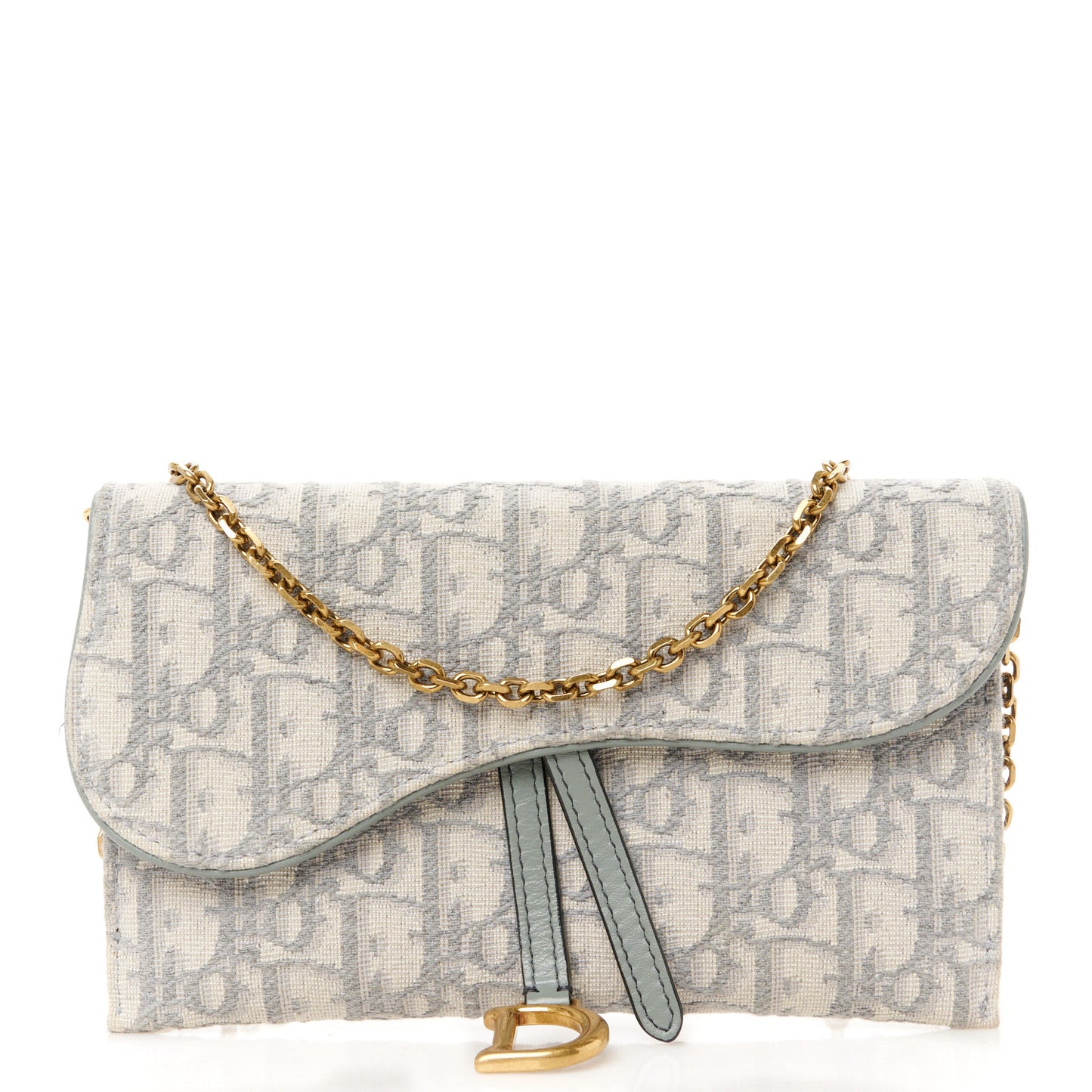 Oblique Saddle Chain Long Wallet Grey