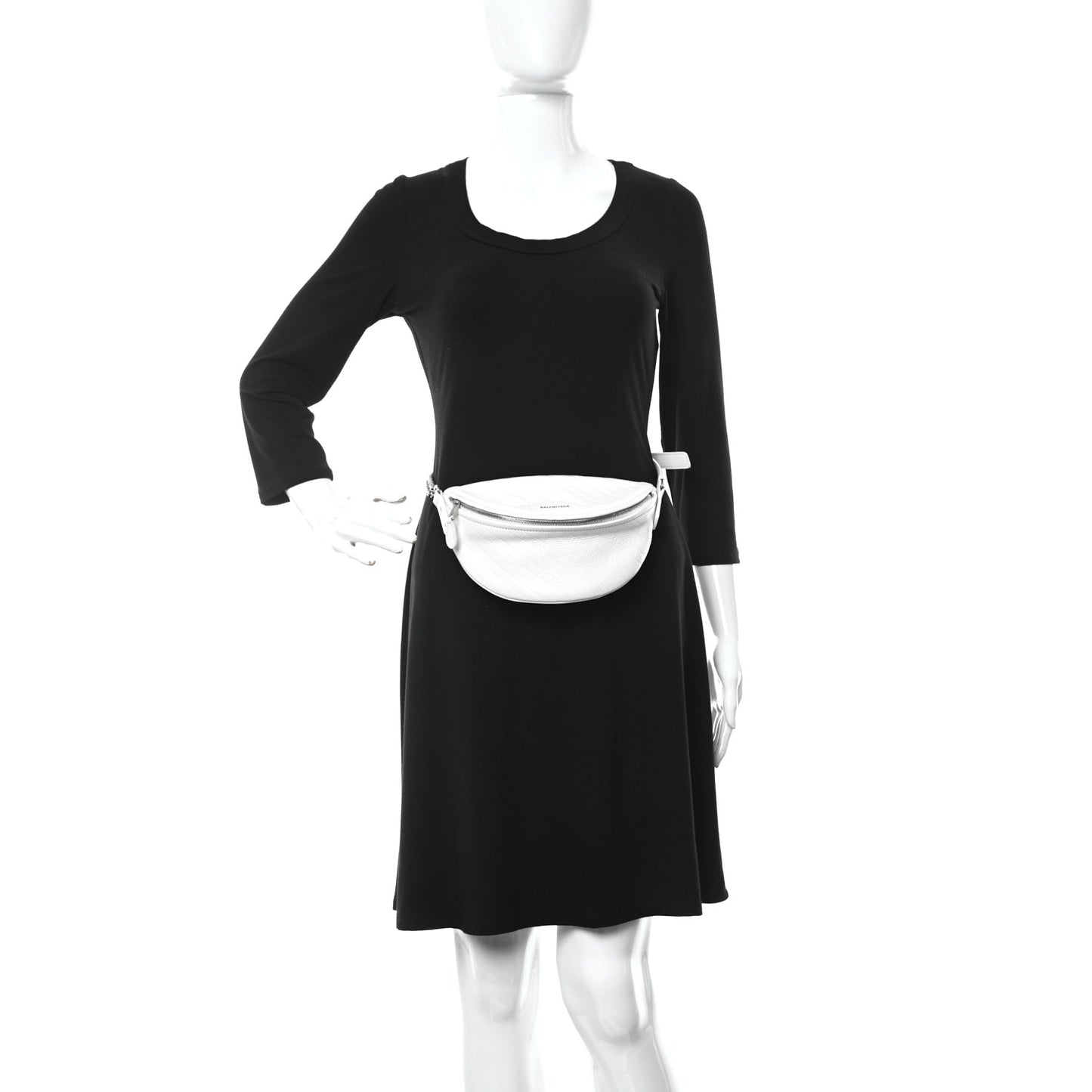 Shiny Goatskin Allover Logo Embossed XXS Souvenir Belt Bag White