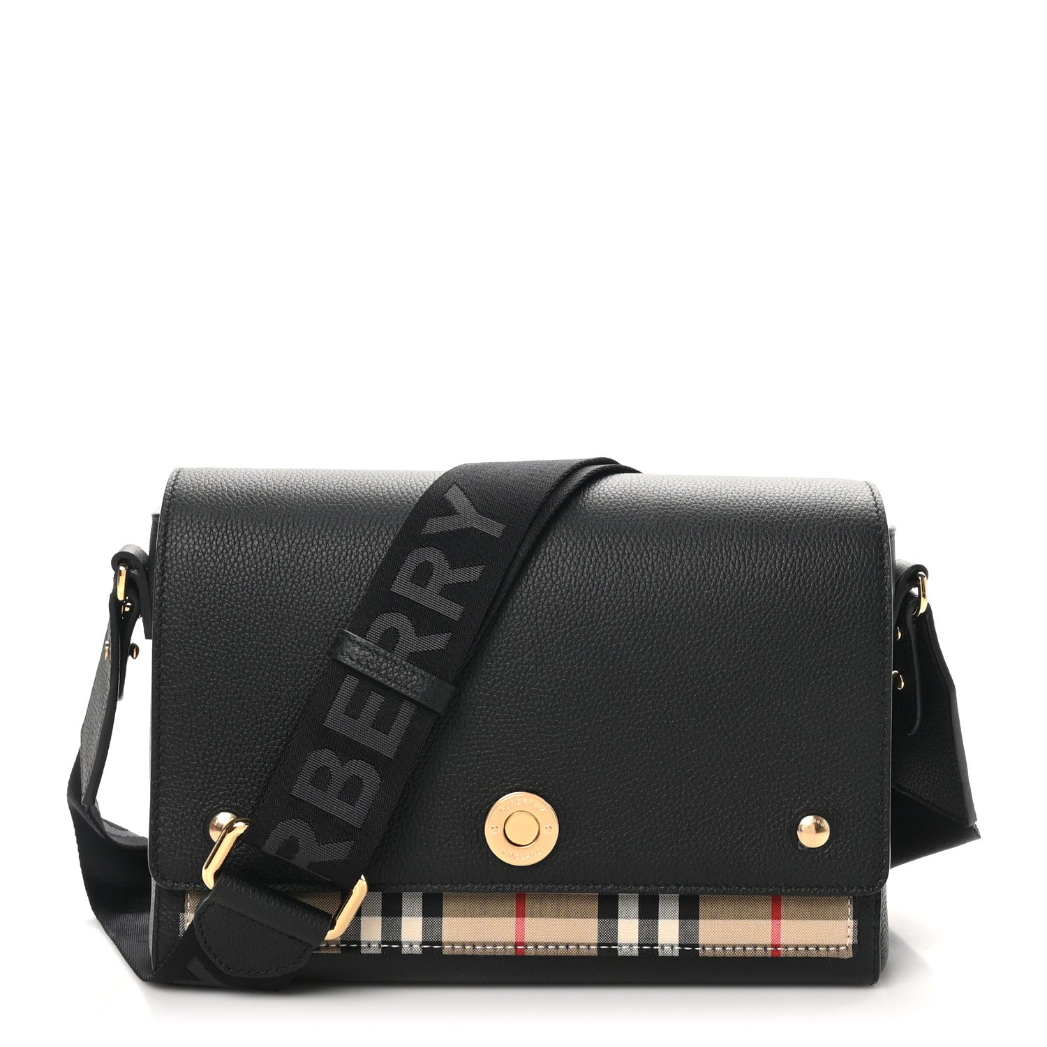 Burberry Grainy Calfskin Vintage Check Note Crossbody Bag Black 1 of 9