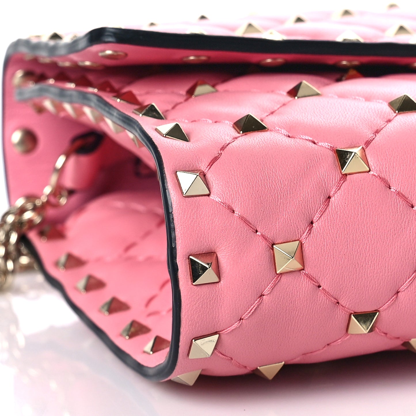 Nappa Rockstud Spike Wallet on Chain Candy Rose