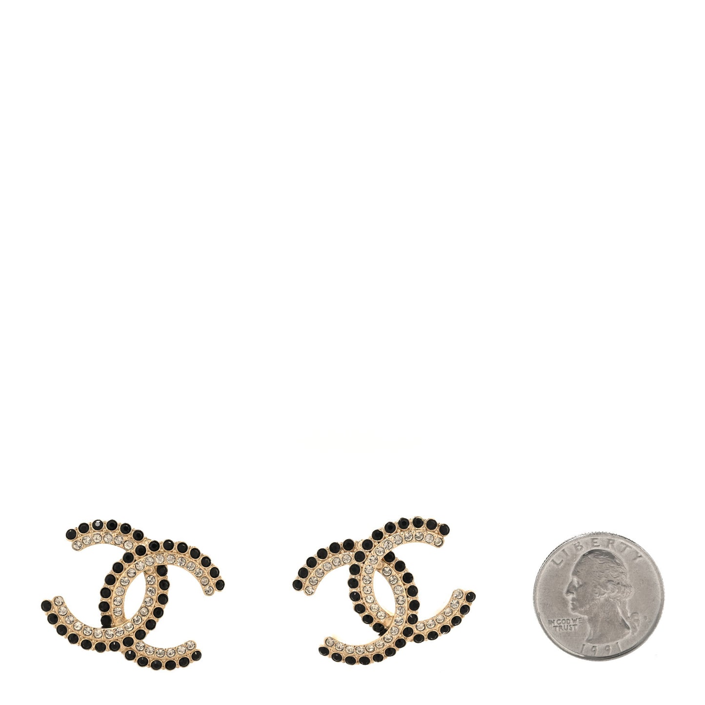Crystal CC Earrings Black Gold