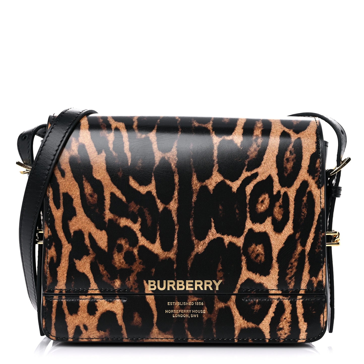 Calfskin Leopard Small Grace Bag Black