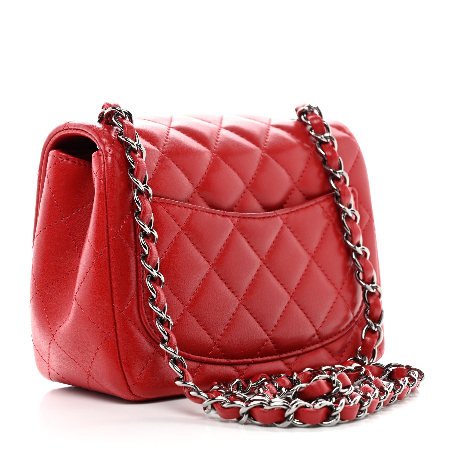 Chanel Lambskin Quilted Mini Square Flap Red 3 of 10