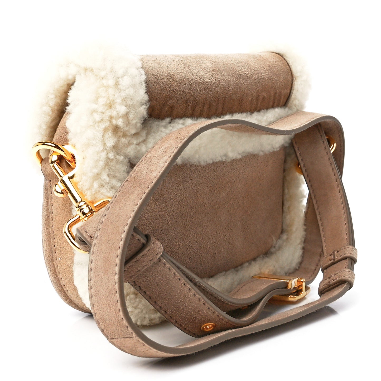 Suede Shearling Medium Bobby Flap Beige