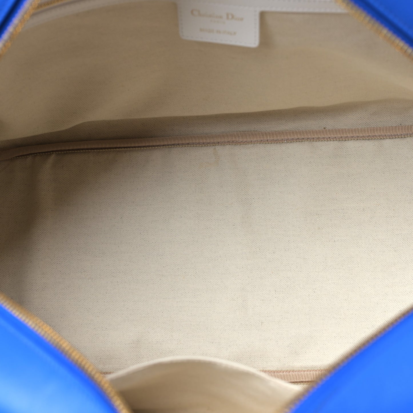 Calfskin Large Dior Vibe Zip Bowling Bag White Blue