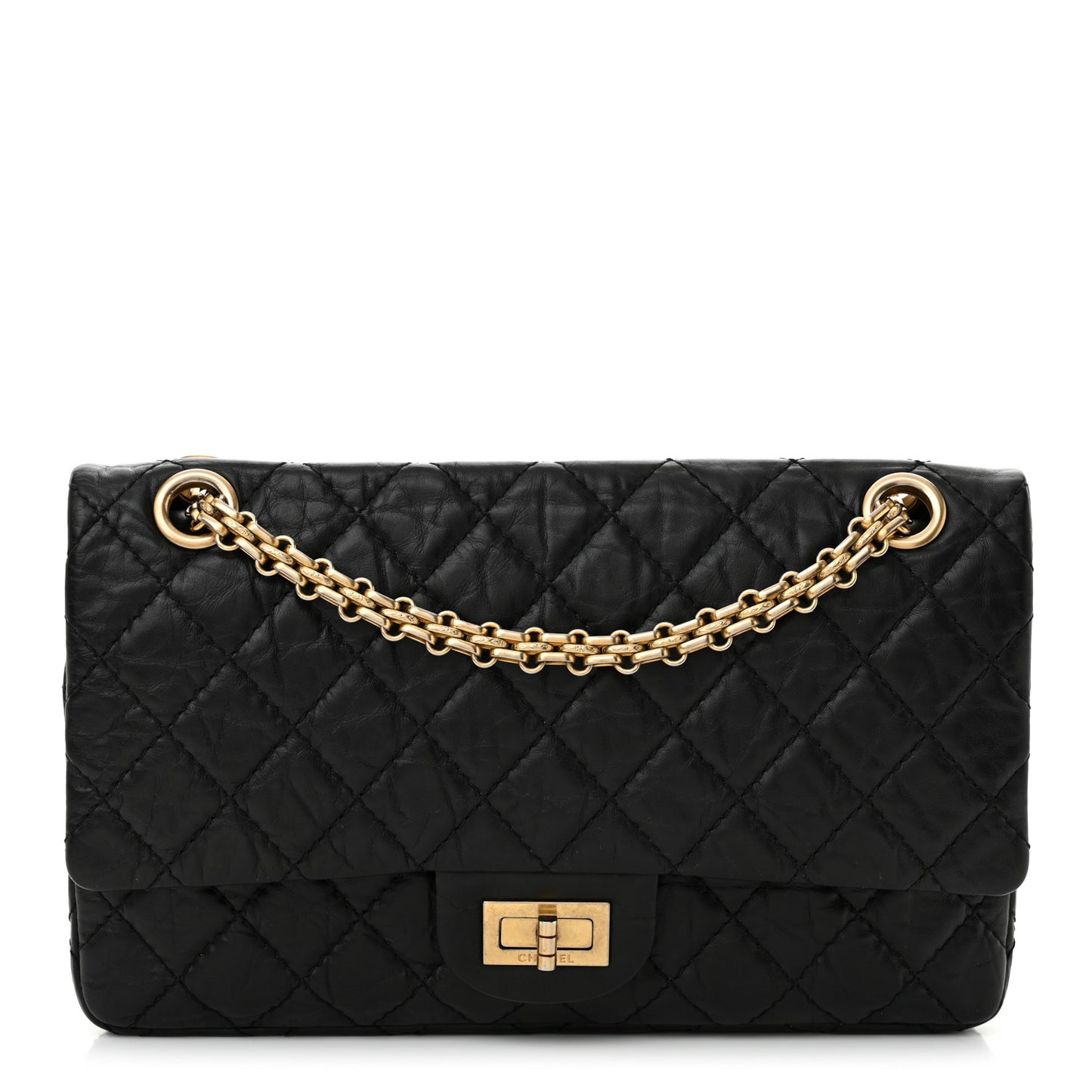 Aged Calfskin Quilted 2.55 Reissue 225 Flap Black