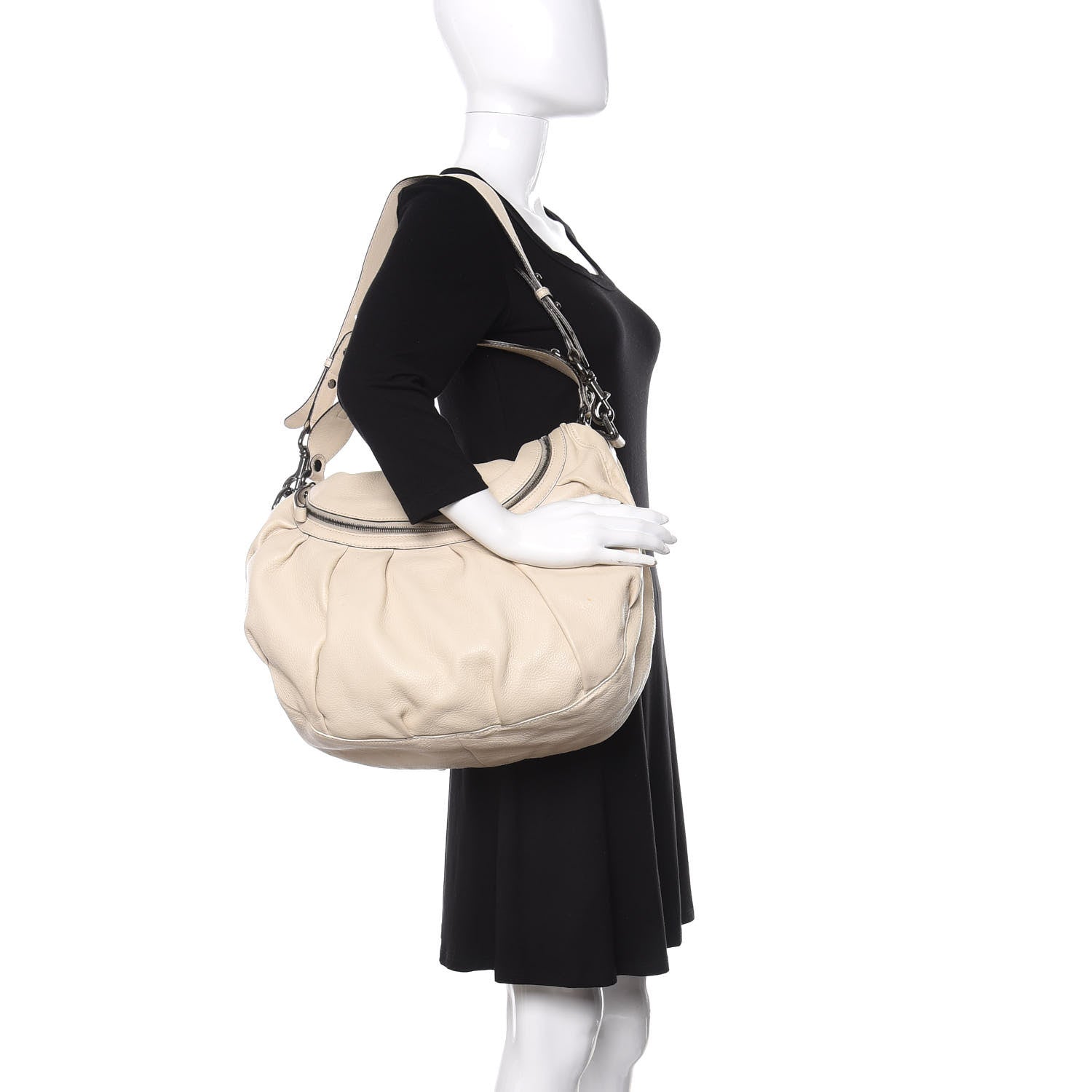 Gucci Pebbled Calfskin Medium Icon Bit Shoulder Bag Ivory 2 of 17