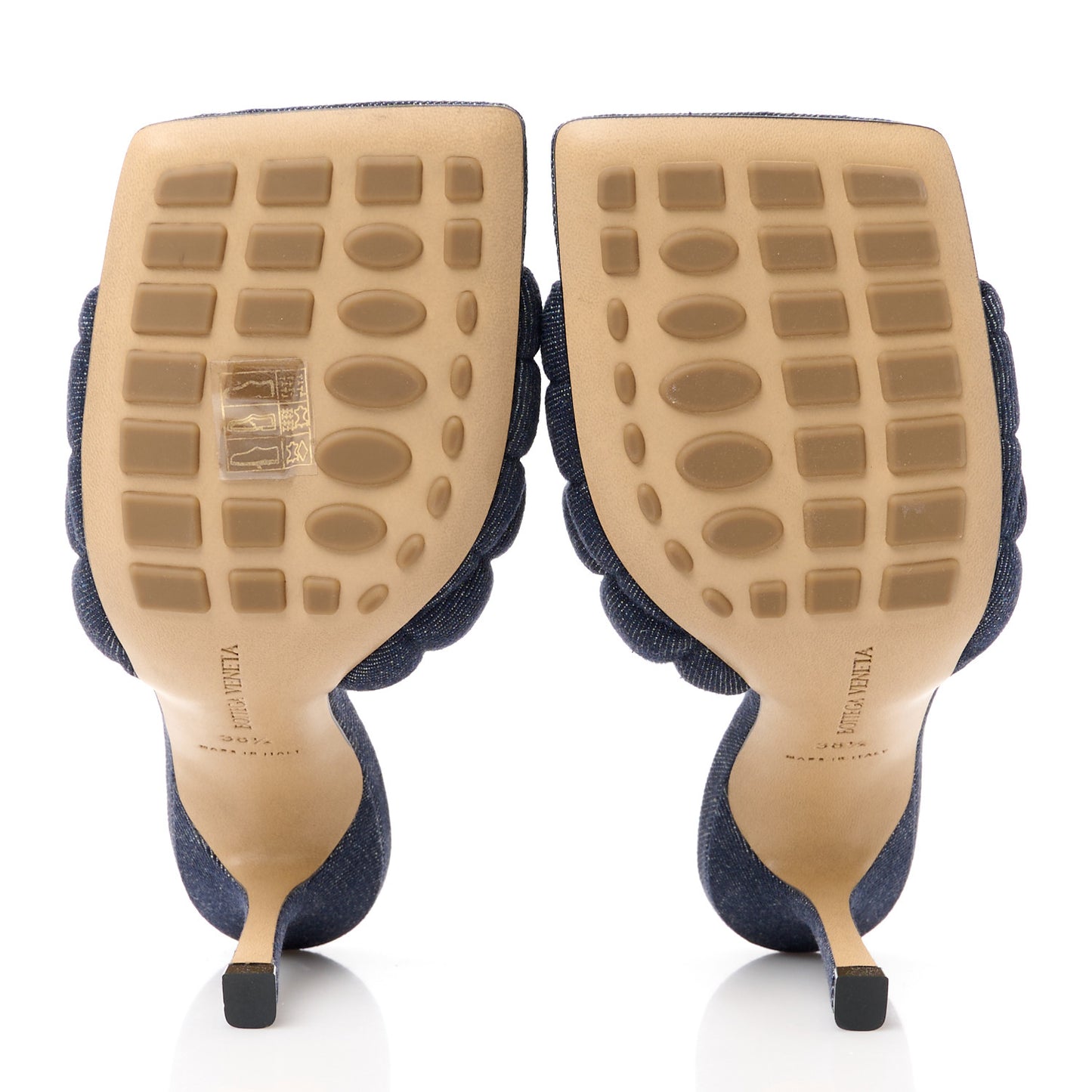 Denim Matelasse Padded Mule Sandals 38.5 Sapphire