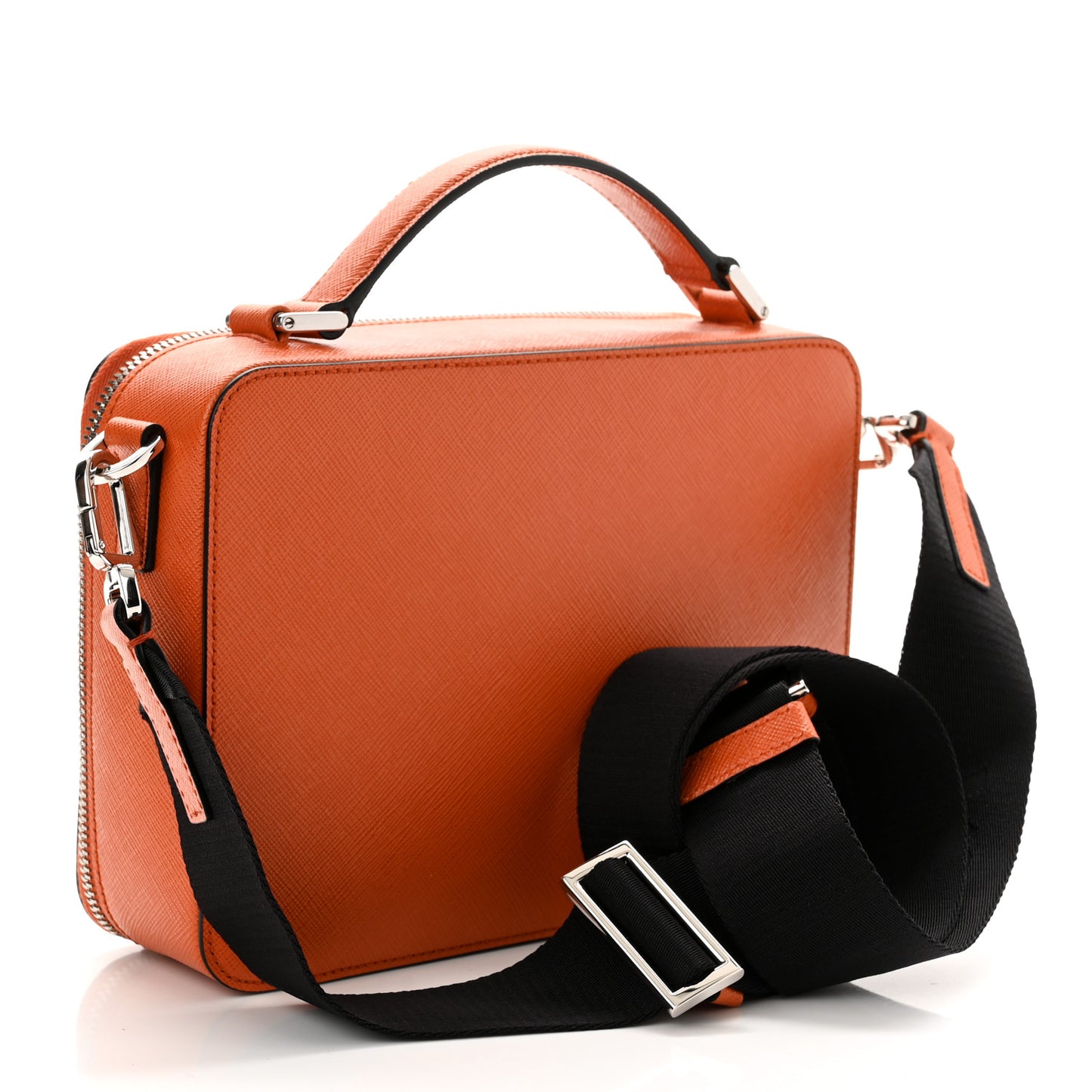 Saffiano Travel Medium Brique Crossbody Bag Papaya