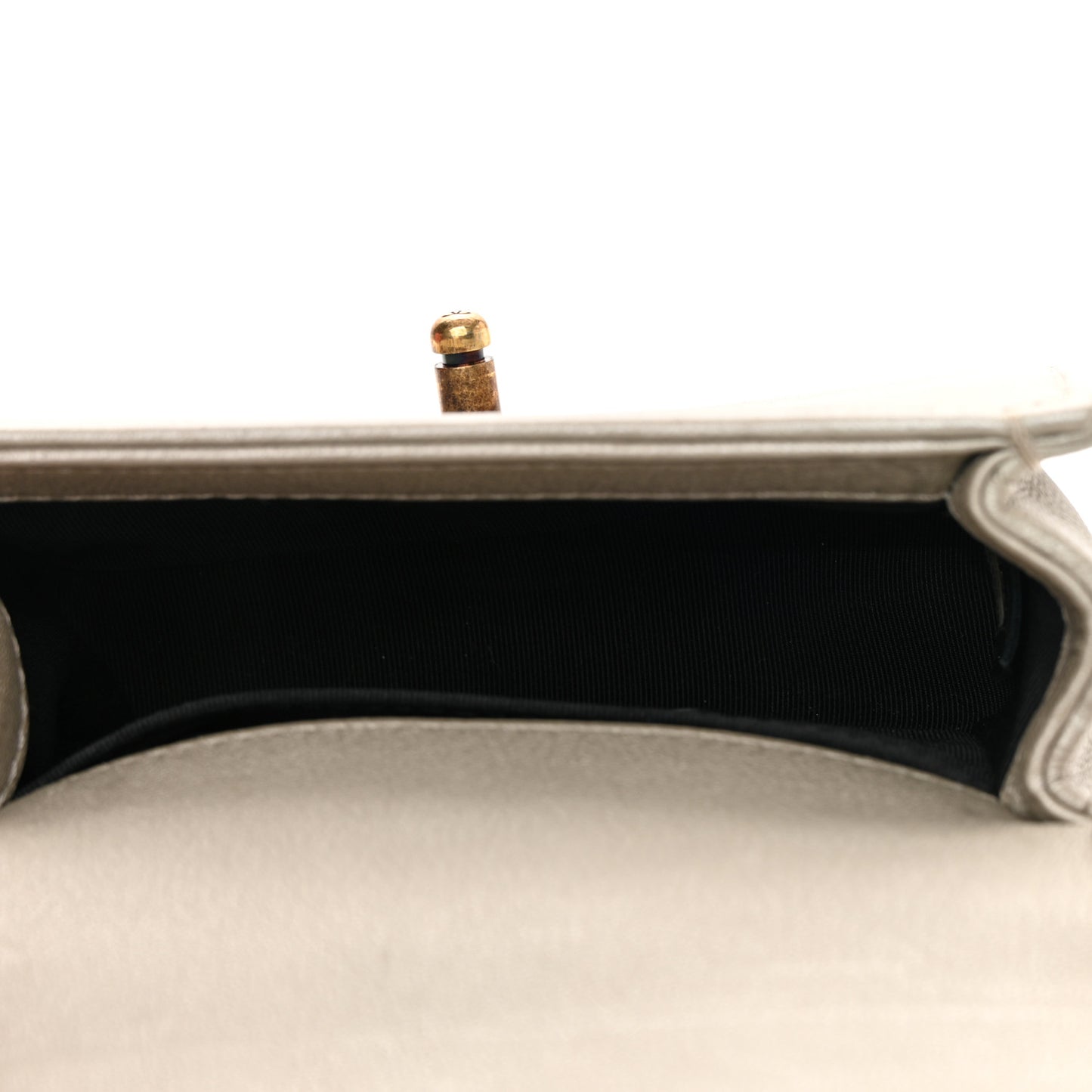 Metallic Lambskin Mini Scaled Boy Flap Gold