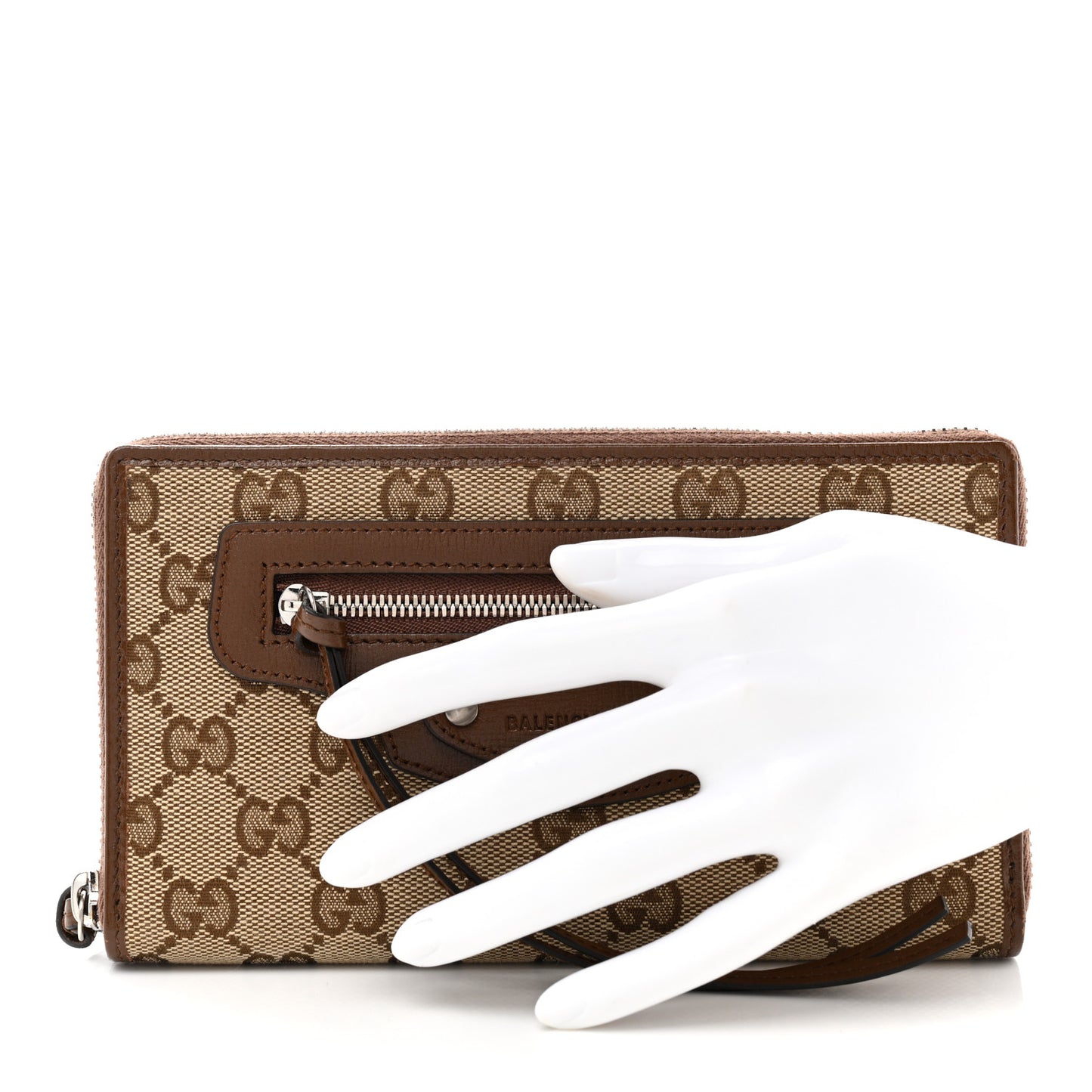 X GUCCI GG Monogram Azalea Calfskin Neo Classic Zip Around Wallet Beige Ebony Brown Sugar