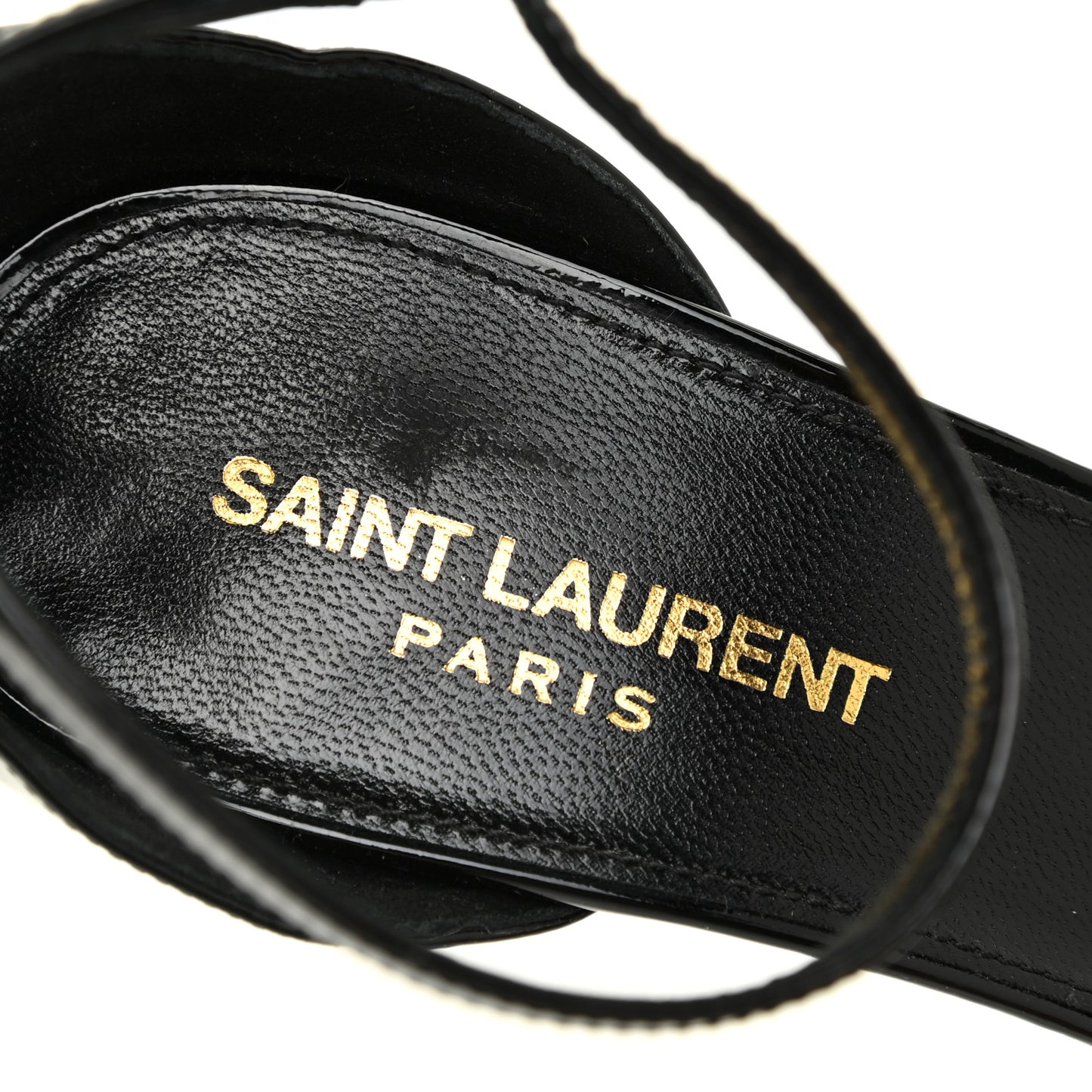 Patent Calfskin Amber 105 Ankle Strap Sandals 38.5 Black