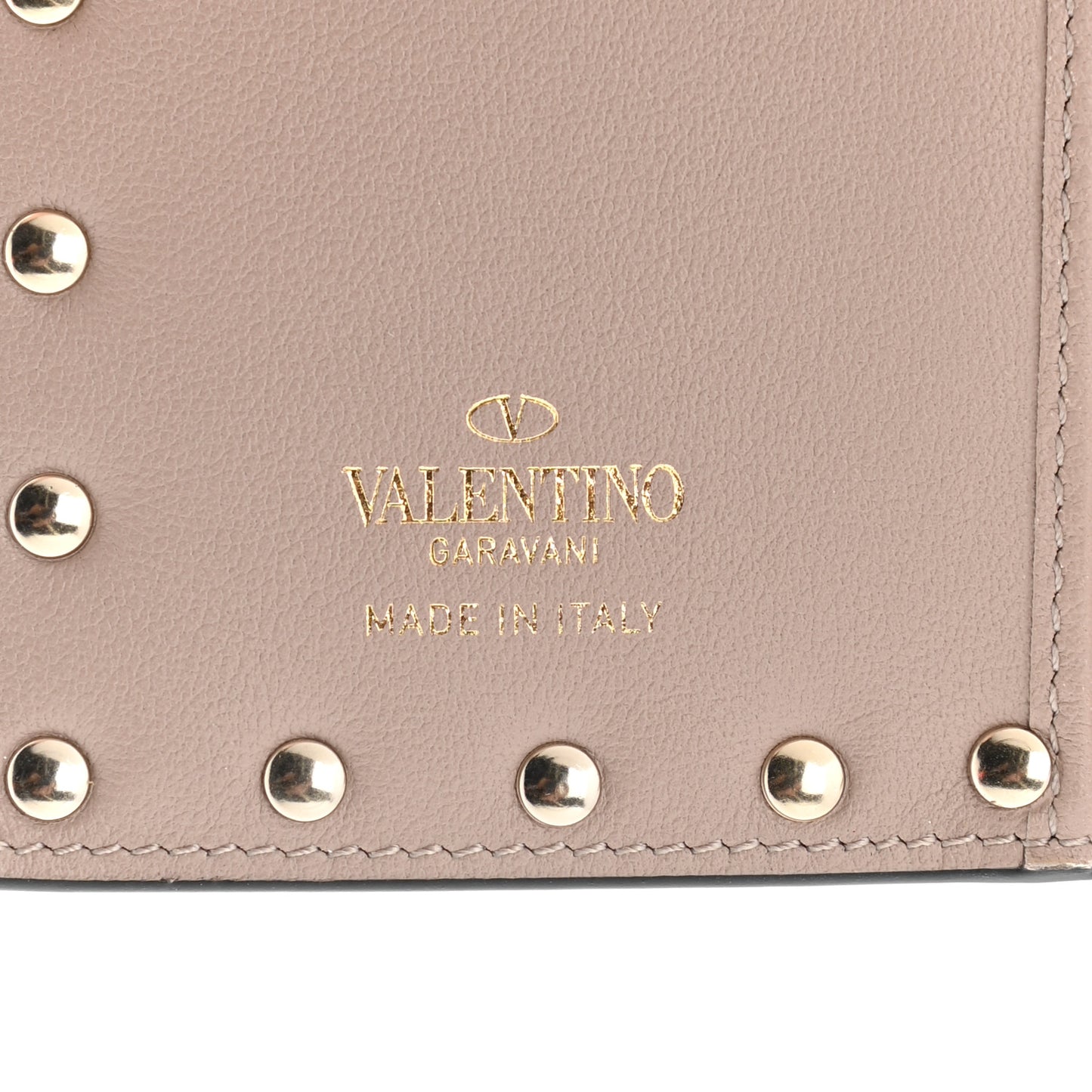 Calfskin Rockstud Coin Purse Card Holder Light Pink