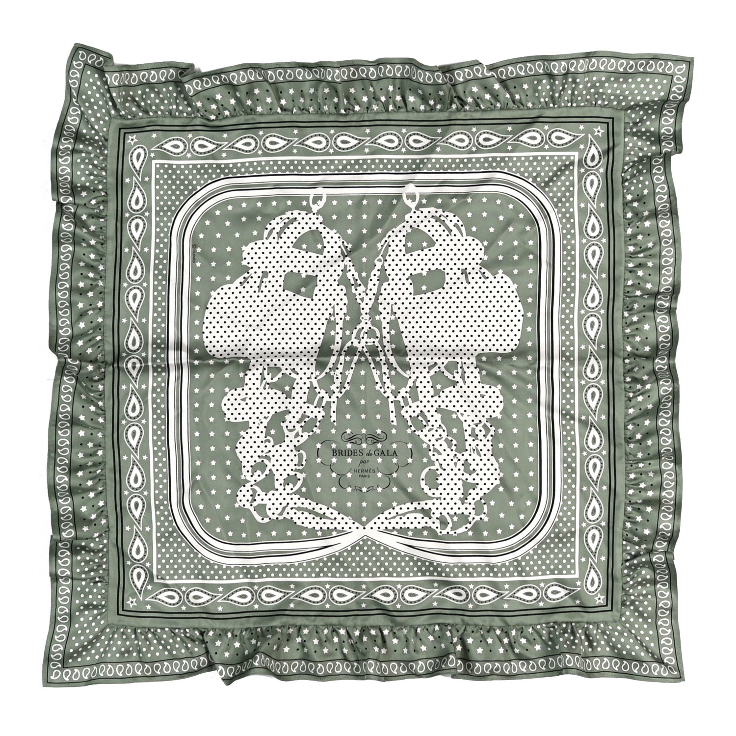 HERMES BRIDES de GALA ヘアバンド ターバン　シルク100% Hermes Silk Brides De Gala Bandana A Pois Scarf 70 1924474