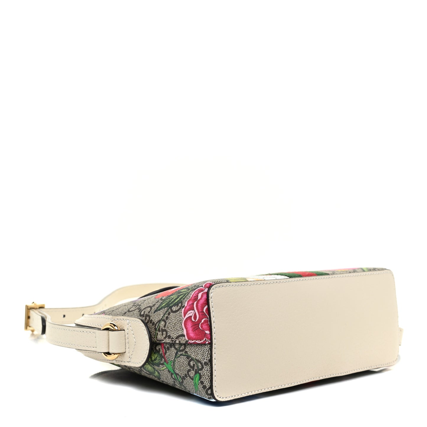 GG Supreme Monogram Flora Web GG Small Ophidia Dome Shoulder Bag White