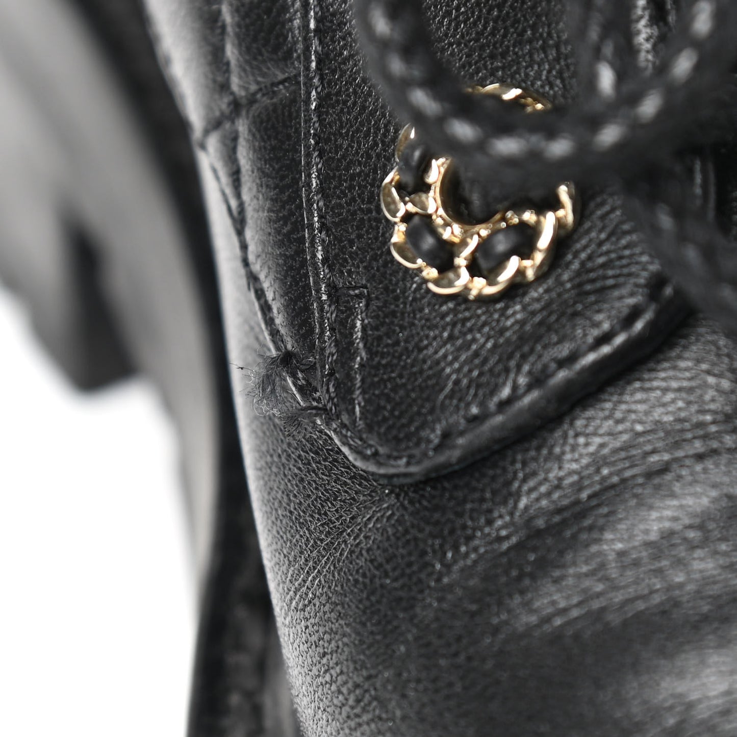 Shiny Lambskin Quilted Lace Up Combat Boots 35 Black