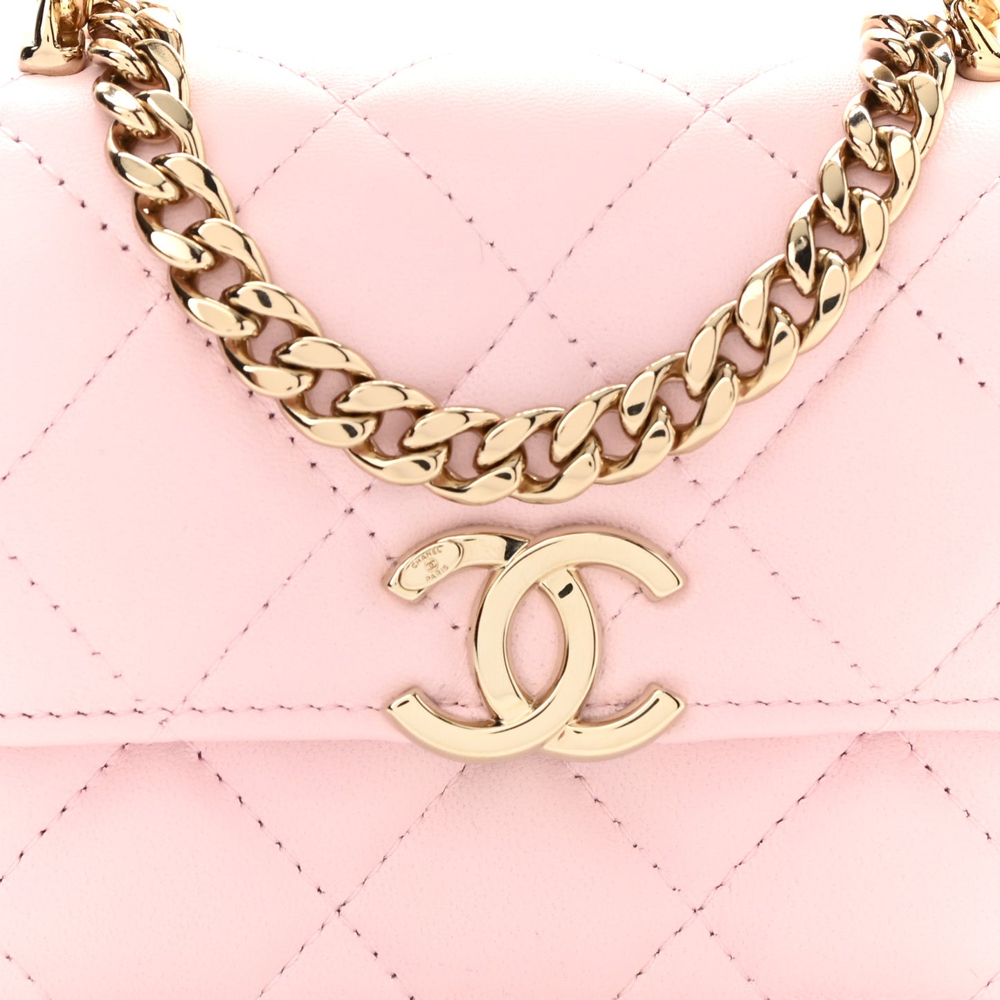 Lambskin Quilted Pick Me Up Clutch With Chain Pink