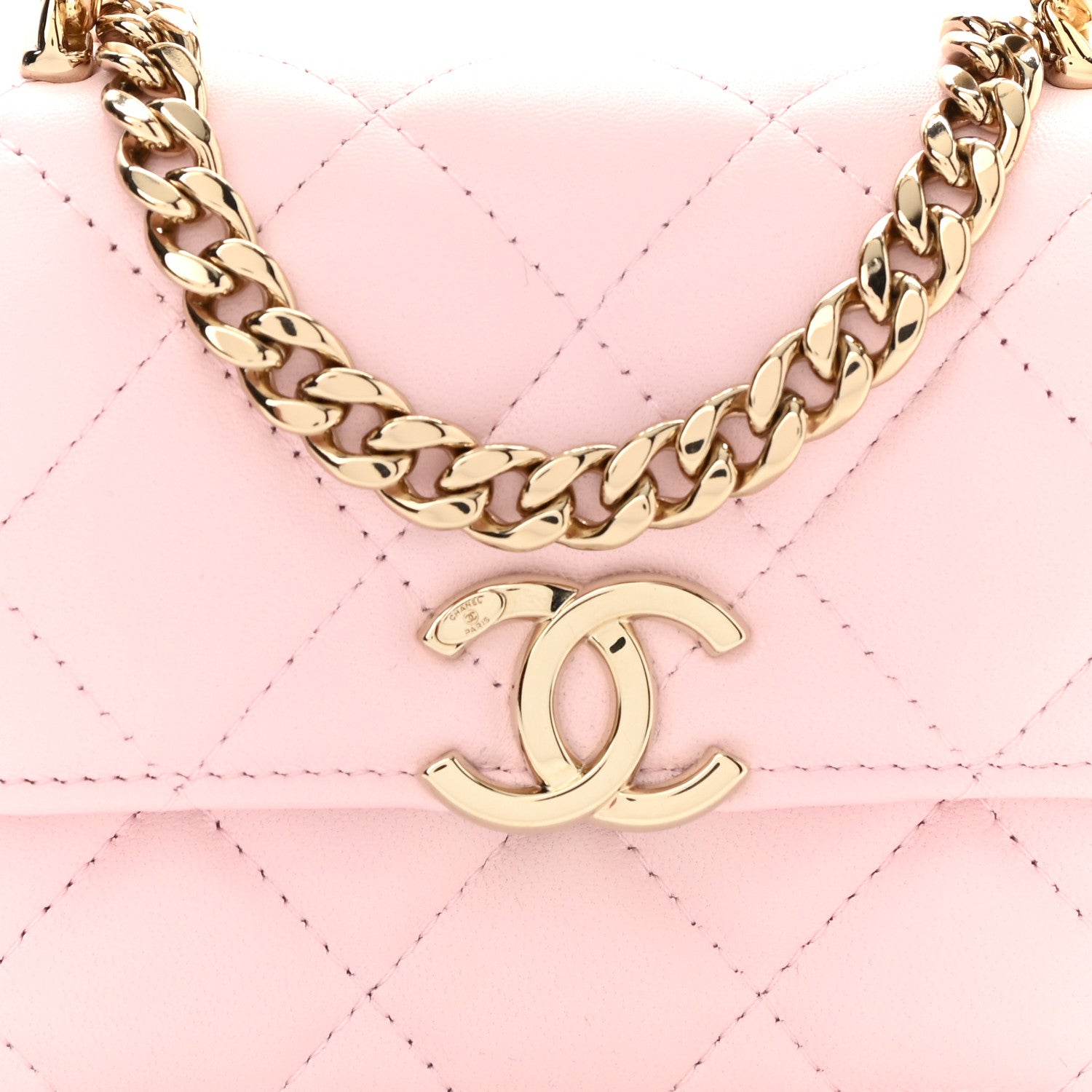 Chanel Lambskin Quilted Pick Me Up Clutch With Chain Pink 9 of 12