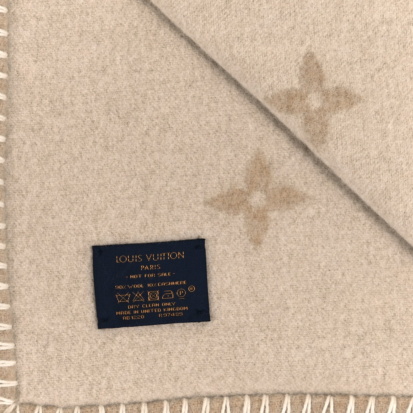 Wool Cashmere Monogram Blanket Beige