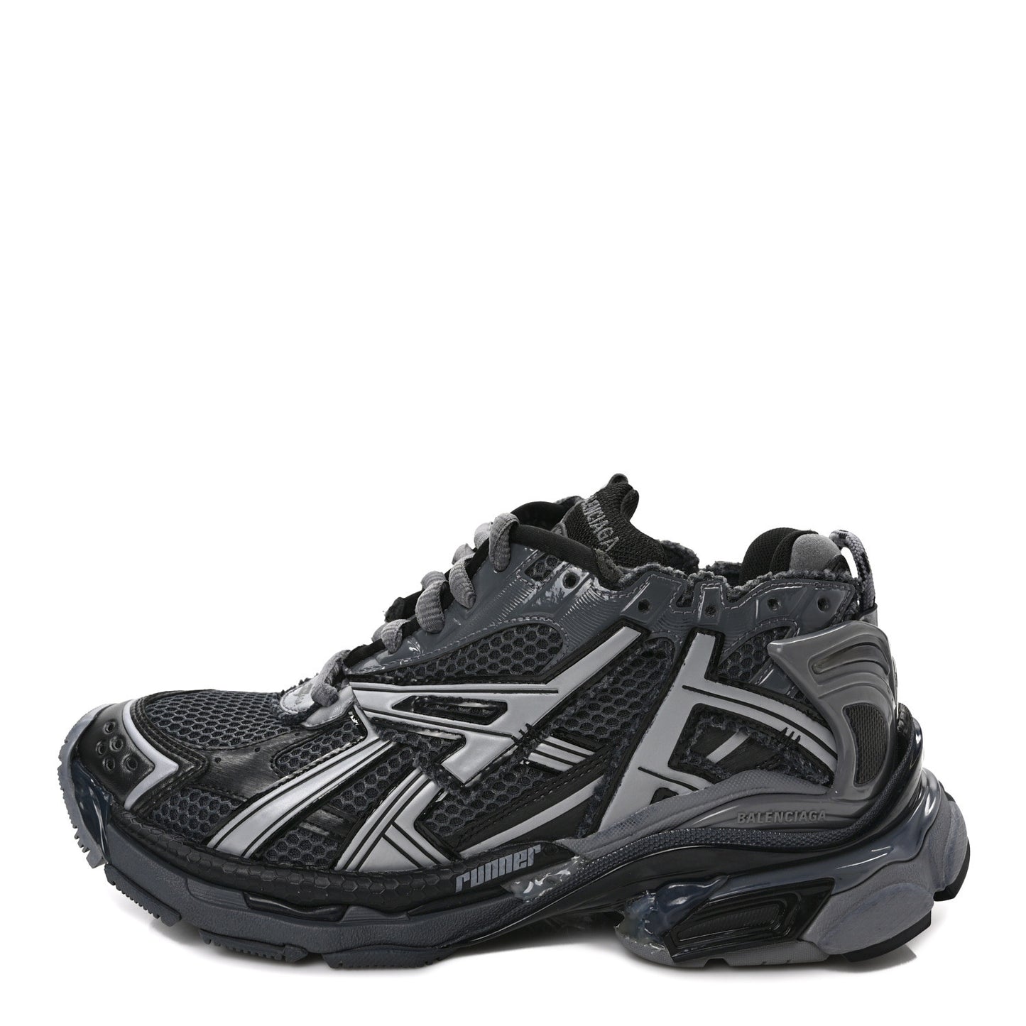 Mesh Rubber Distressed Mens Runner Sneakers 41 Black Grey