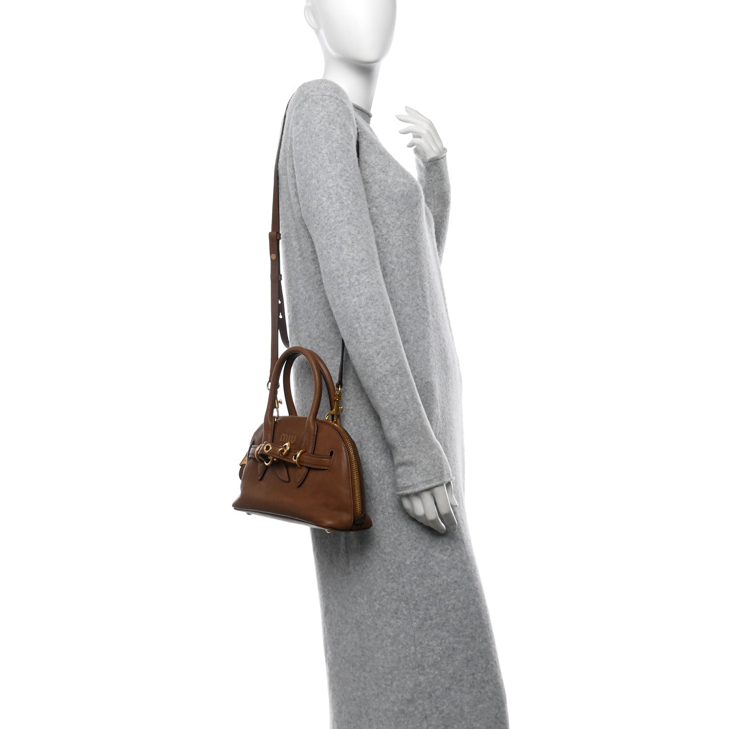 Miu Miu Nappa Aviator Small Aventure Bag Rovere 2 of 12
