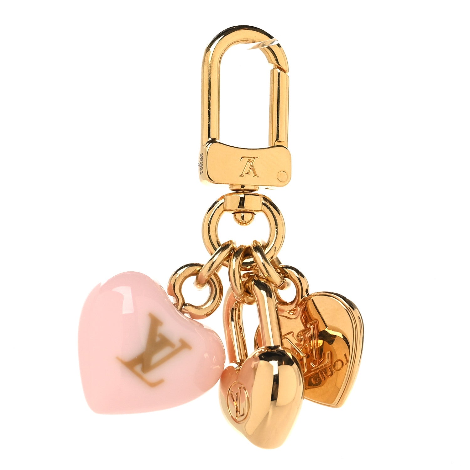 LOUIS VUITTON マイクロ チャーム　LV ハート　キーホルダー Louis Vuitton Micro Charms LV Heart Bag Charm Key Holder Gold