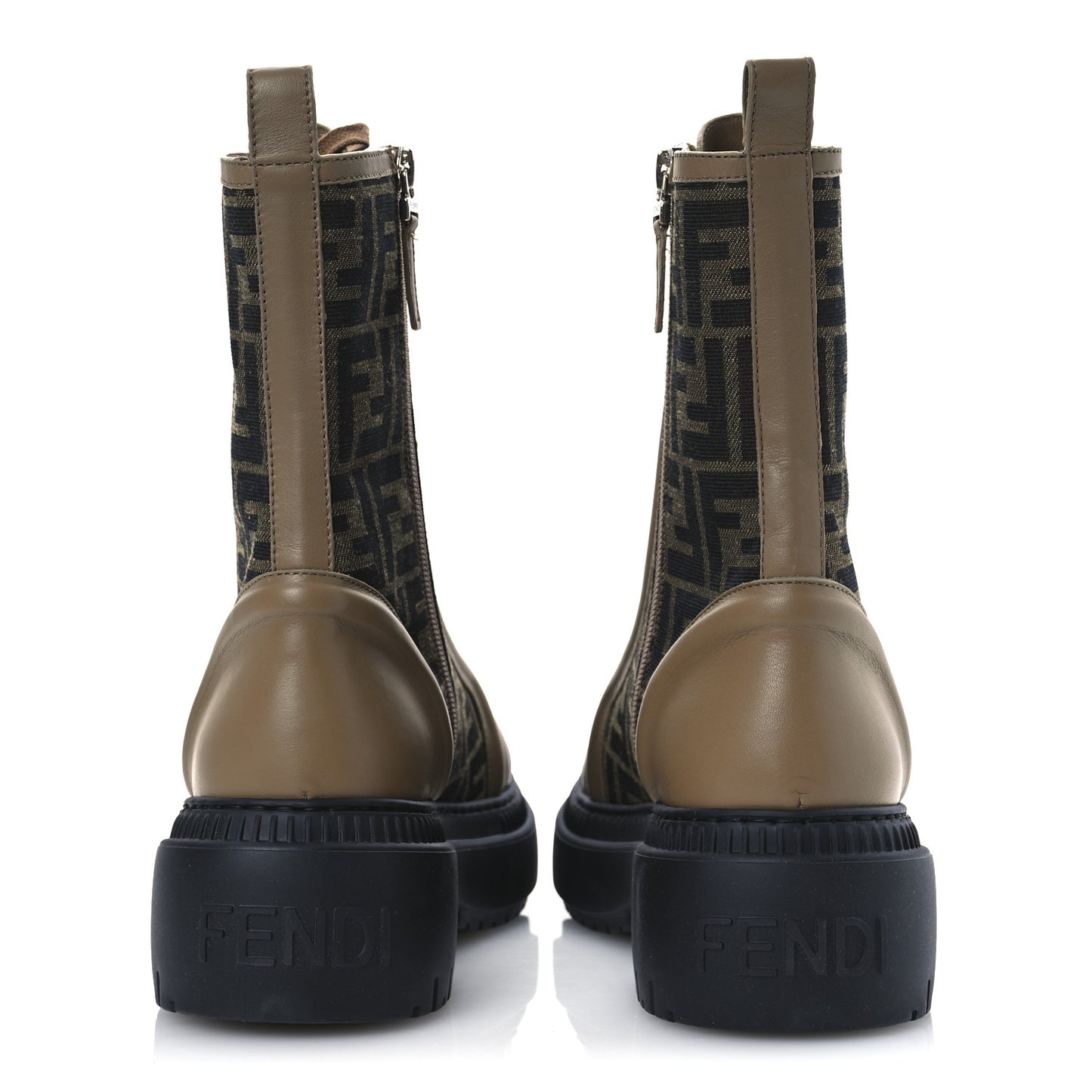Fabric Jacquard Vitello FF Domino 50mm Biker Boots 41 Tobacco Black Sand