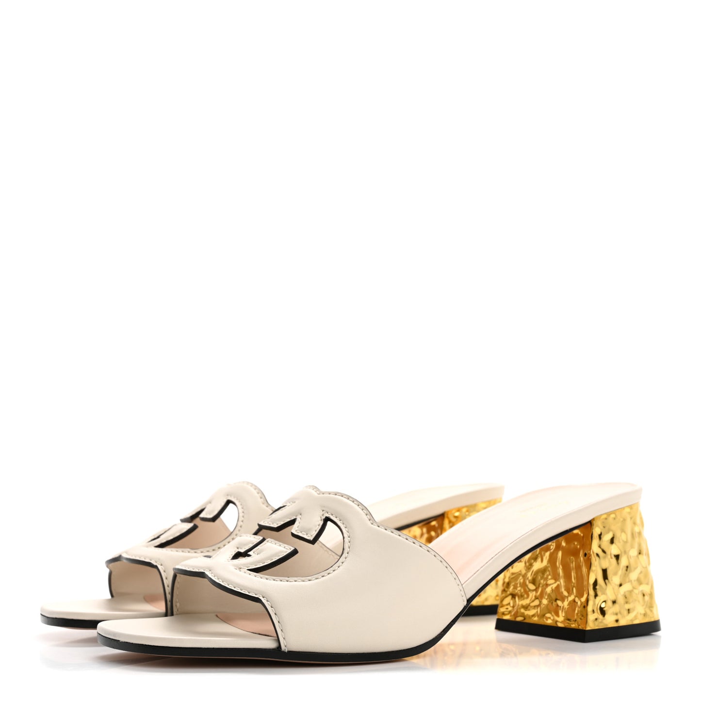 Cosmos Softy Calfskin Interlocking G Cut Out 55mm Slide Sandals 40.5 Mystic White