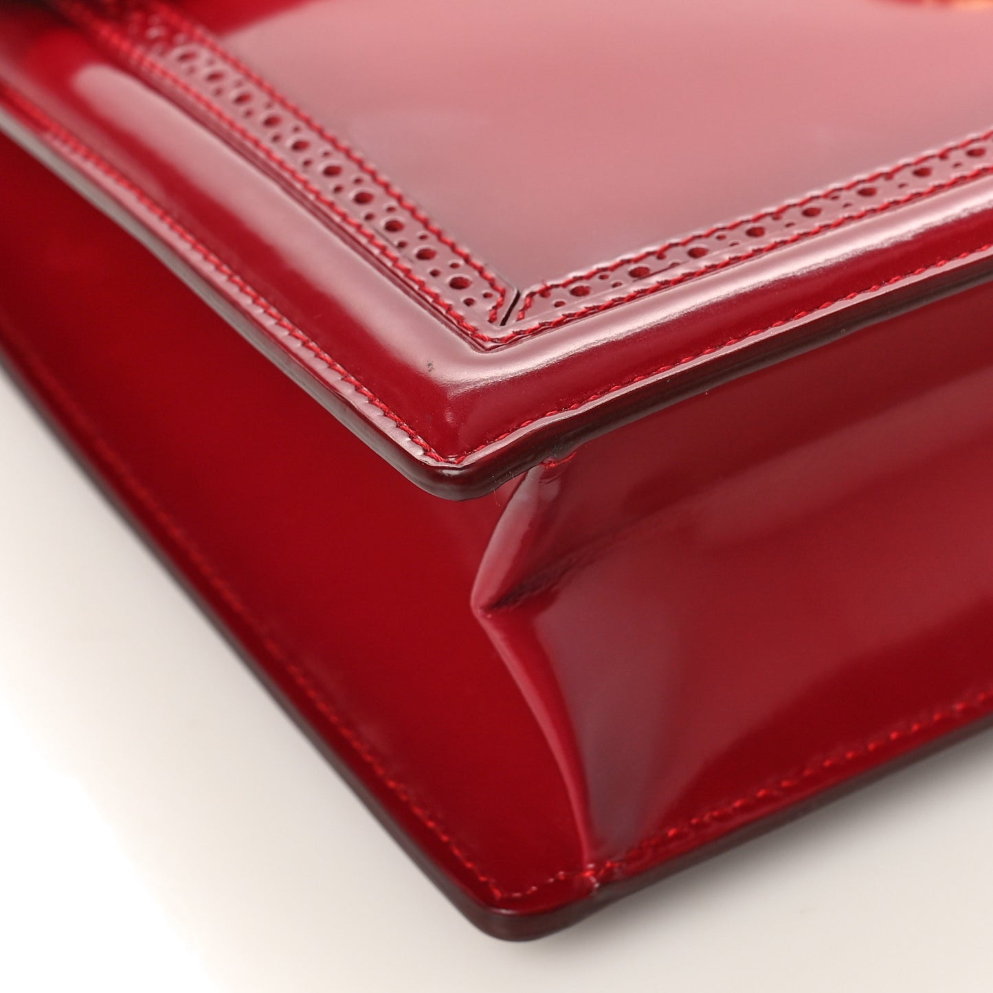 Patent Marisol Top Handle Shoulder Bag Rosso