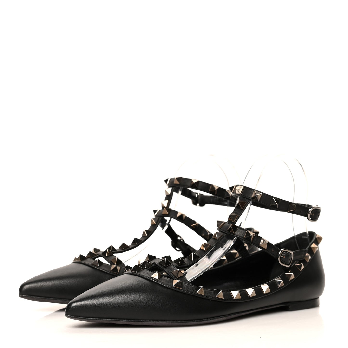 Nappa Rockstud Cage Ballerina Flats 38.5 Black