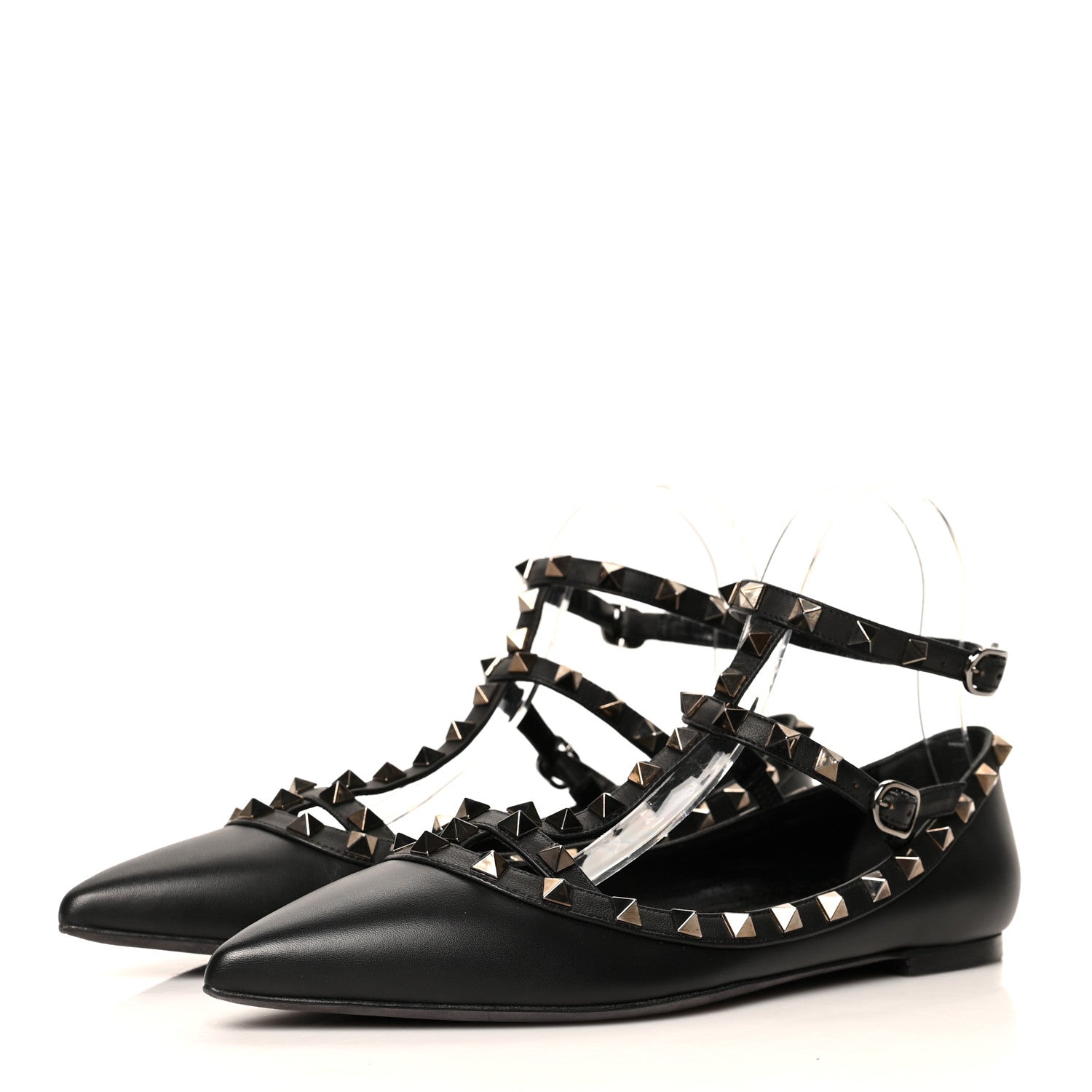 Valentino Garavani Nappa Rockstud Cage Ballerina Flats 38.5 Black 3 of 8