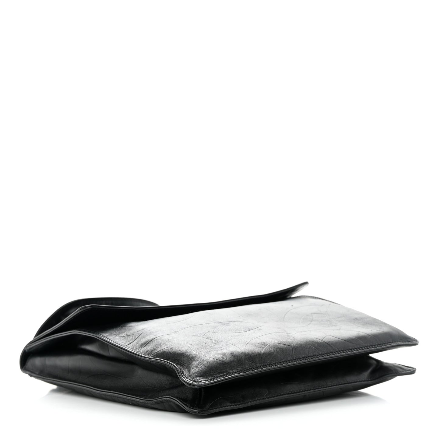 Calfskin Embossed CC Messenger Bag Black