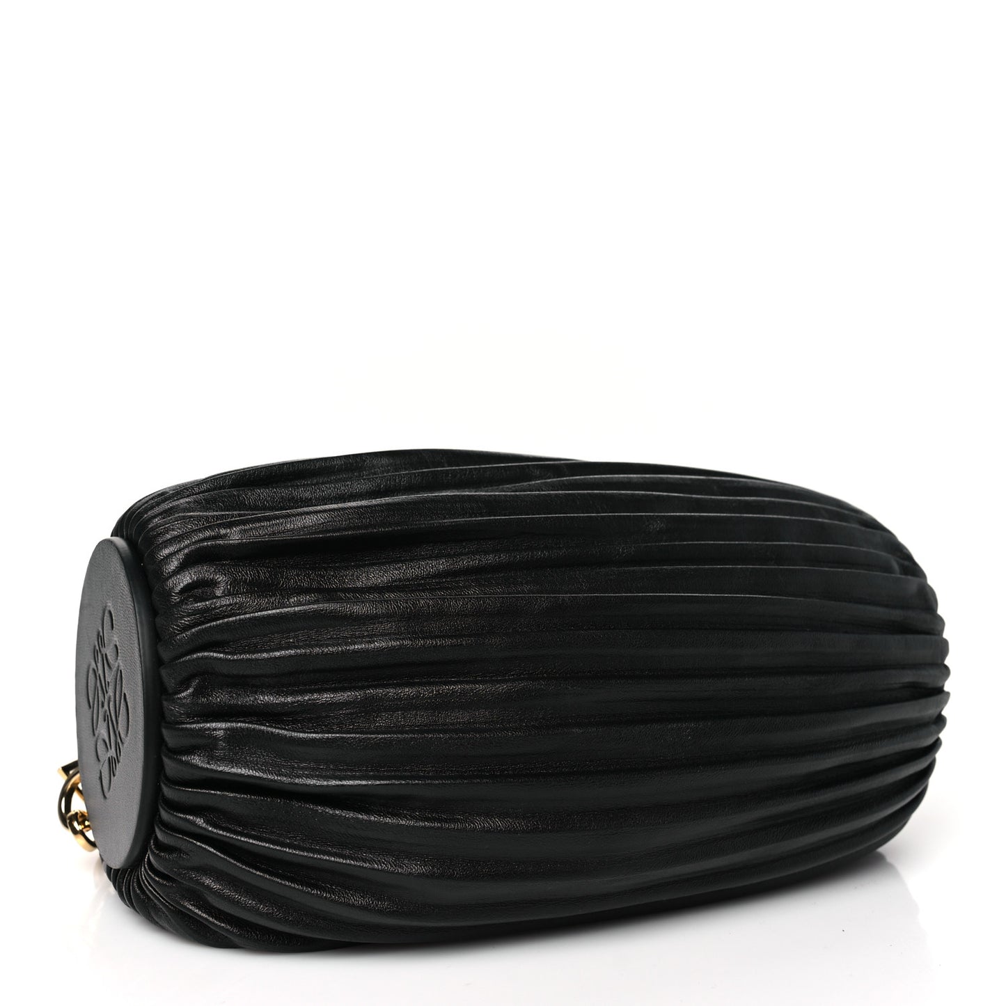 Lambskin Pleated Bracelet Pouch Shoulder Bag Black