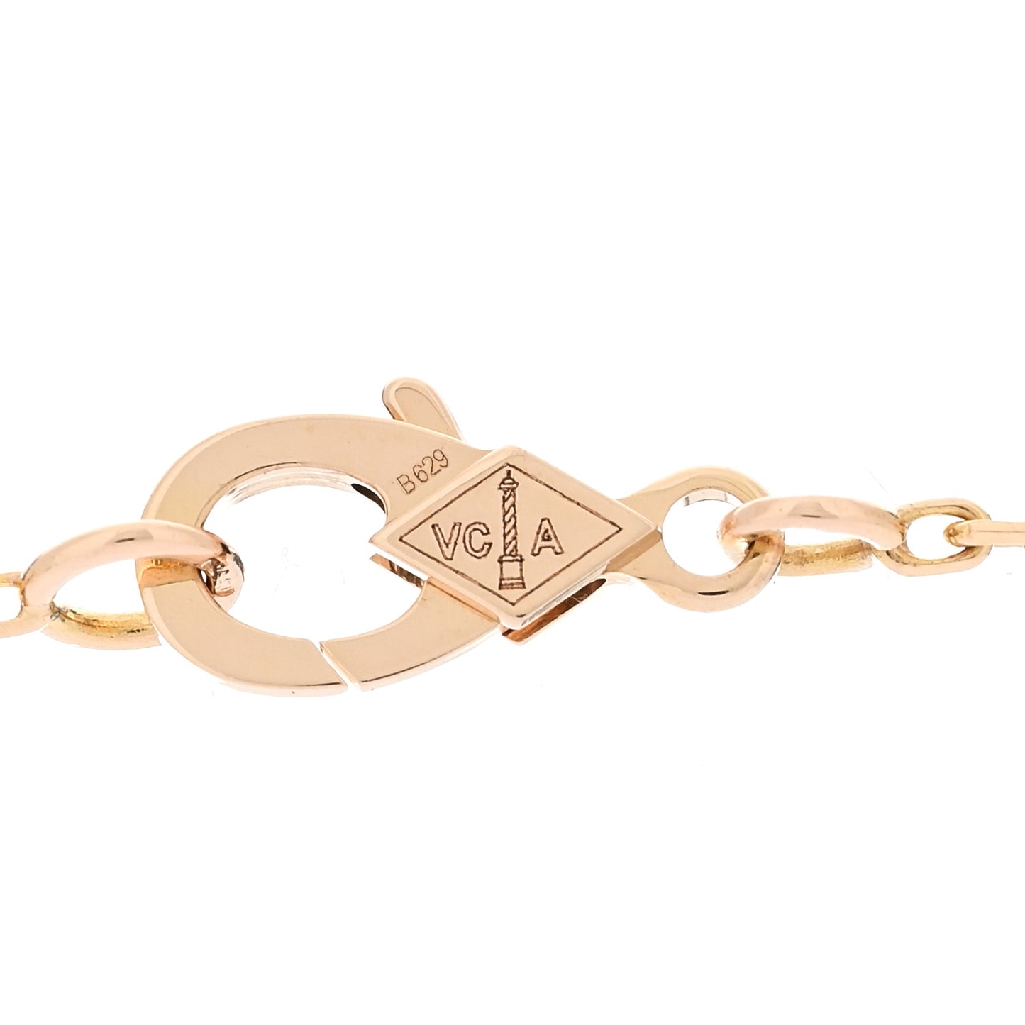 18K Rose Gold Diamond Bulls Eye Vintage Alhambra Pendant Necklace