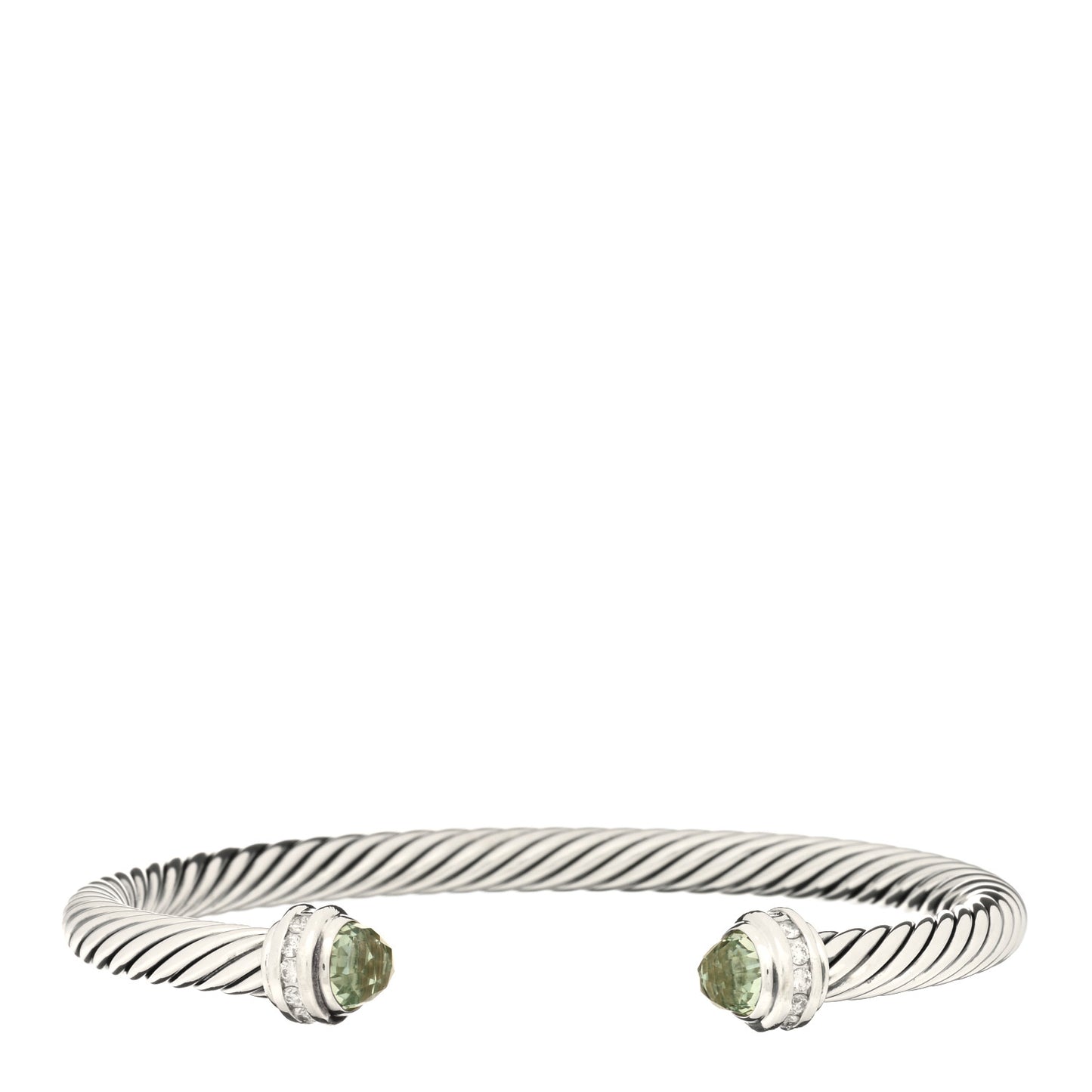 Sterling Silver Diamond Prasiolite 5mm Cable Classics Princess Bracelet